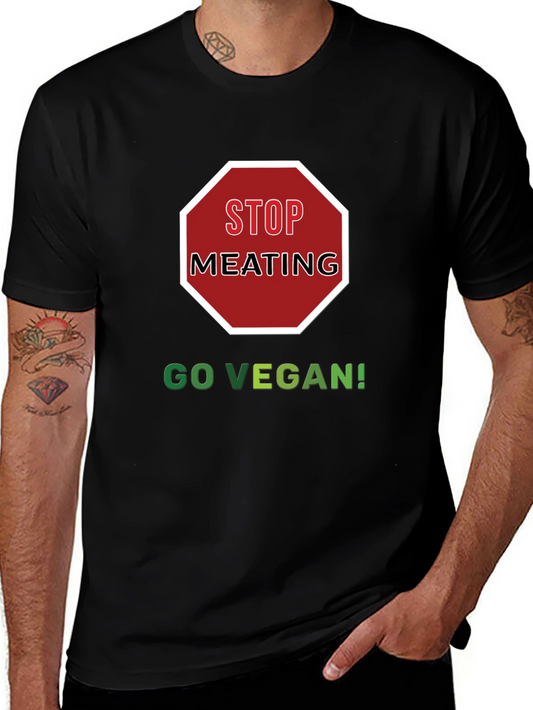 Stop Meating Go Vegan Black T-Shirt