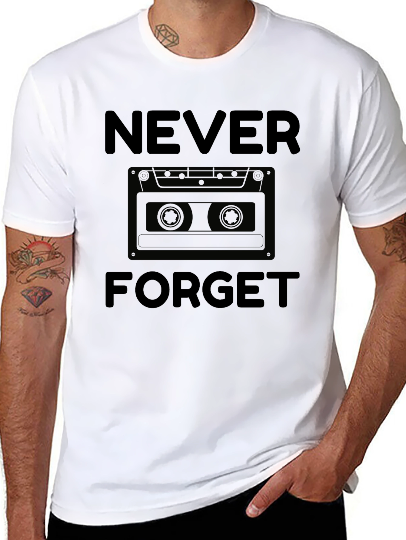 Retro Cassette Tape Never Forget Graphic T-Shirt