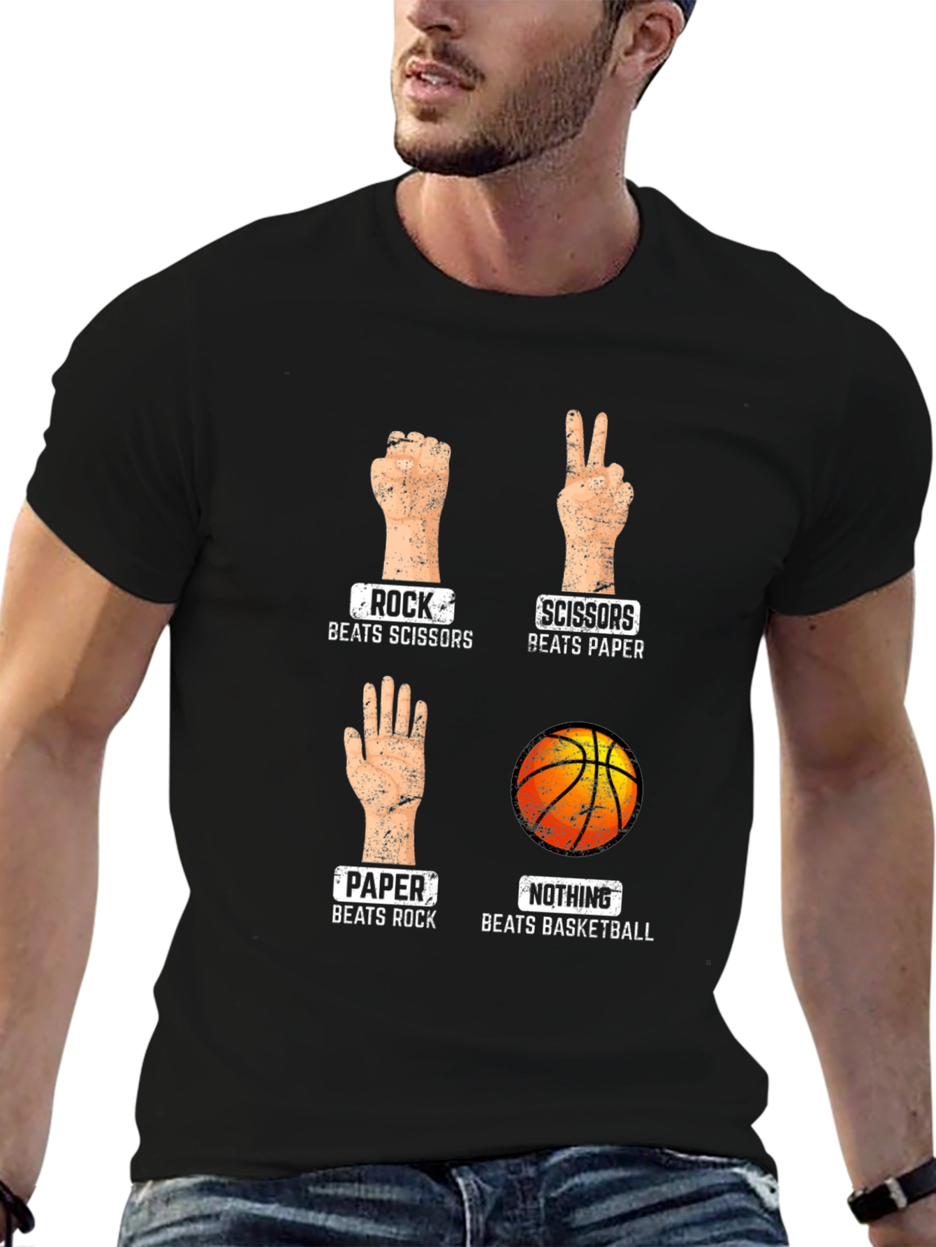 Rock Paper Scissors Basketball Mens T-Shirt