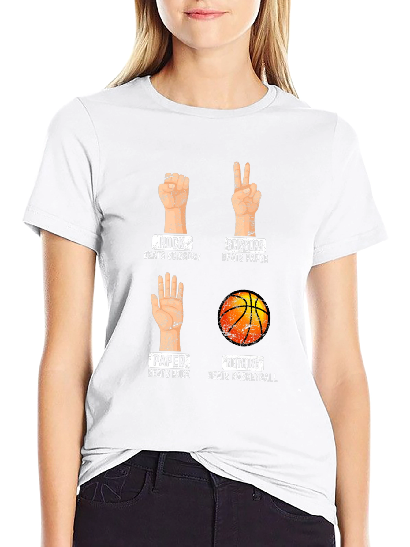 Rock Paper Scissors Basketball Mens T-Shirt