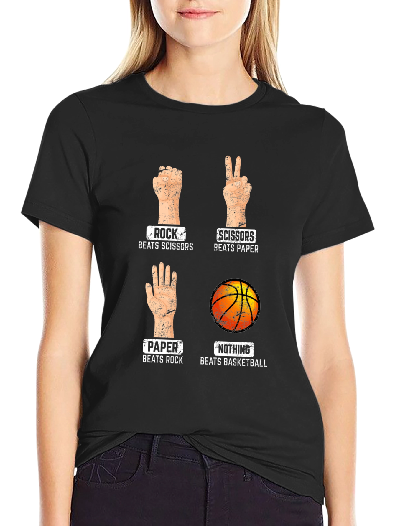 Rock Paper Scissors Basketball Mens T-Shirt