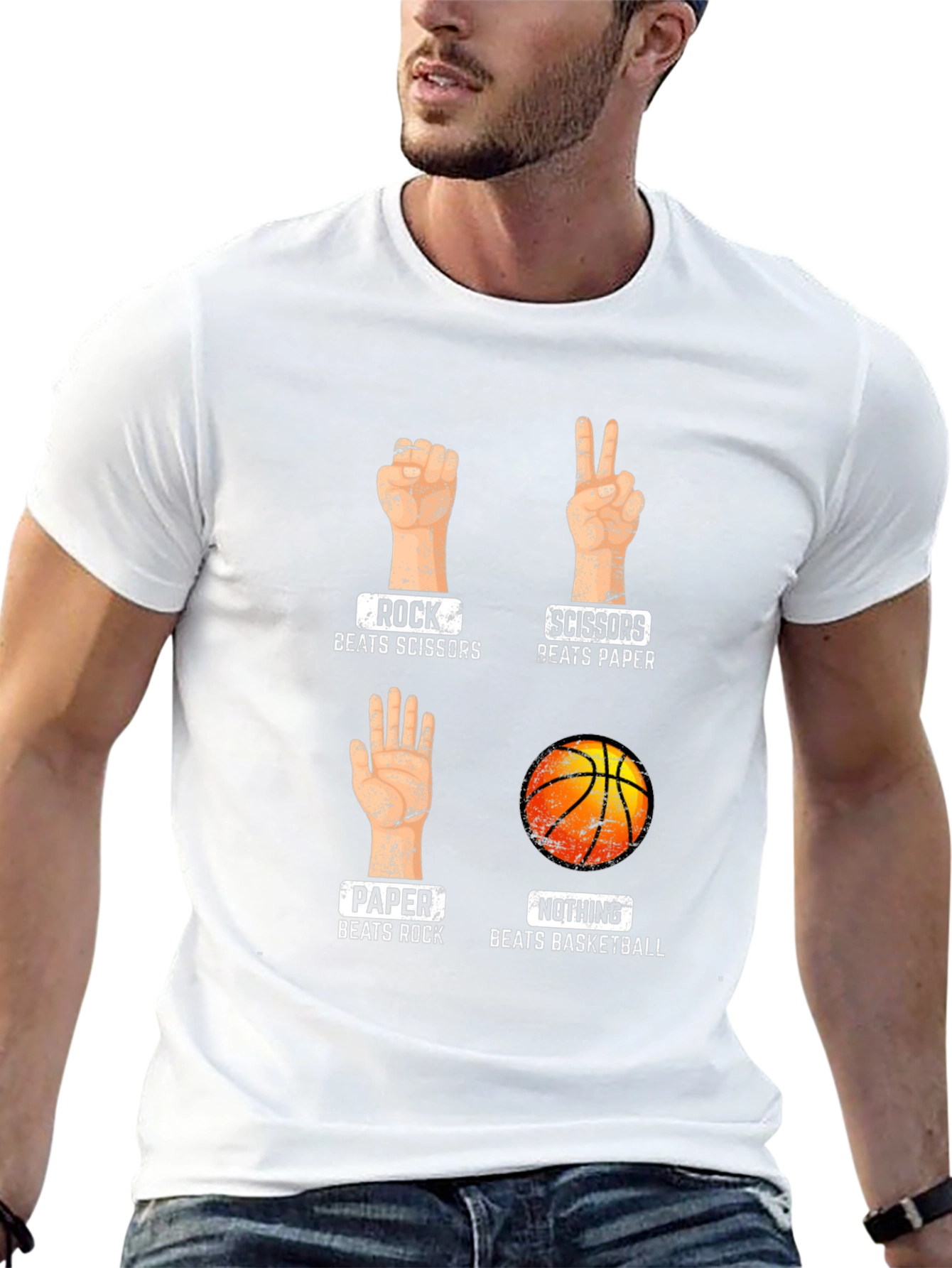 Rock Paper Scissors Basketball Mens T-Shirt