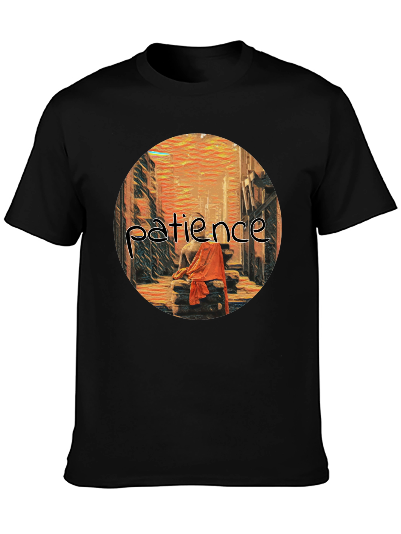 Patience Graphic Print Black T-Shirt