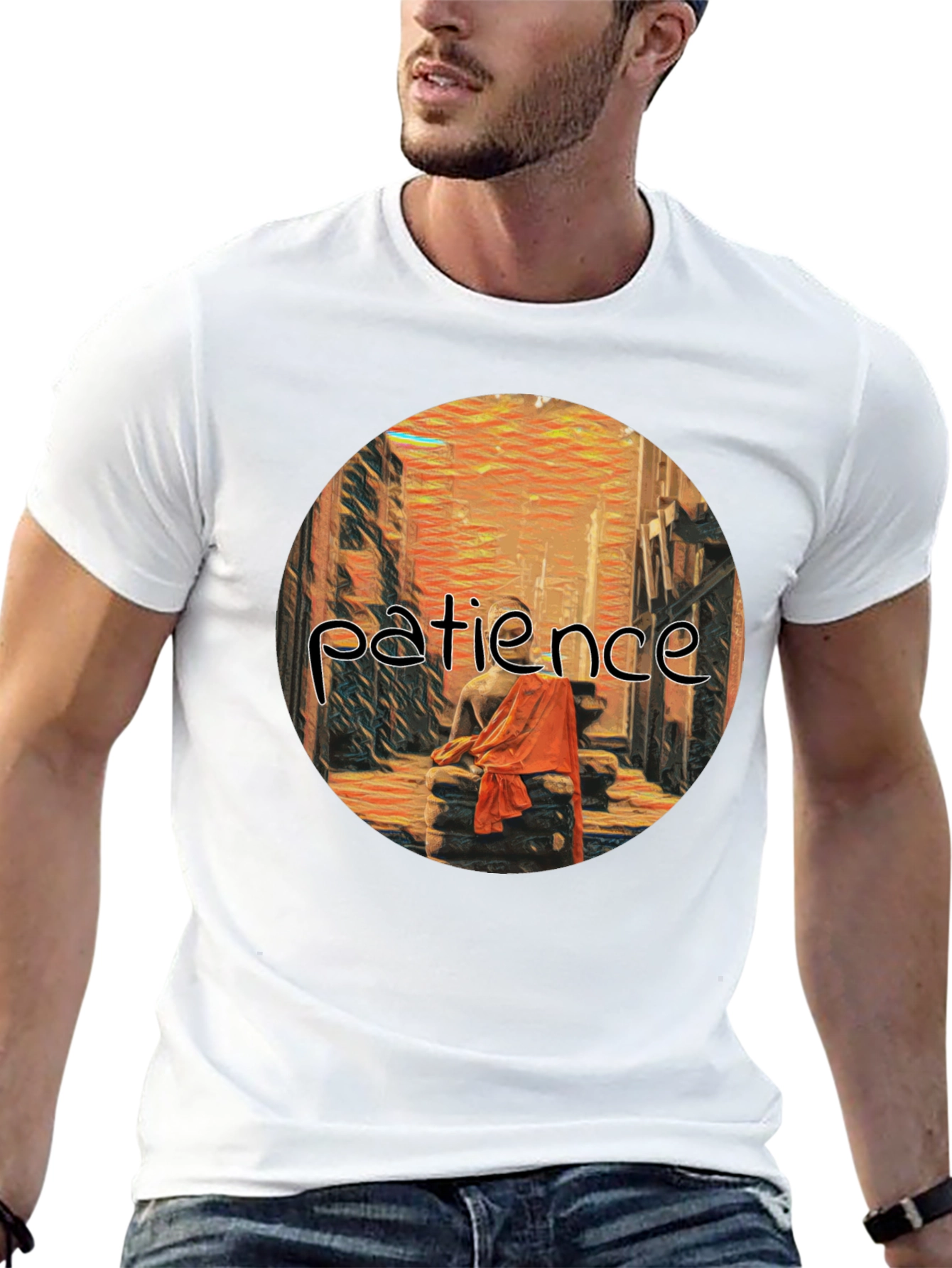 Patience Graphic Print Black T-Shirt