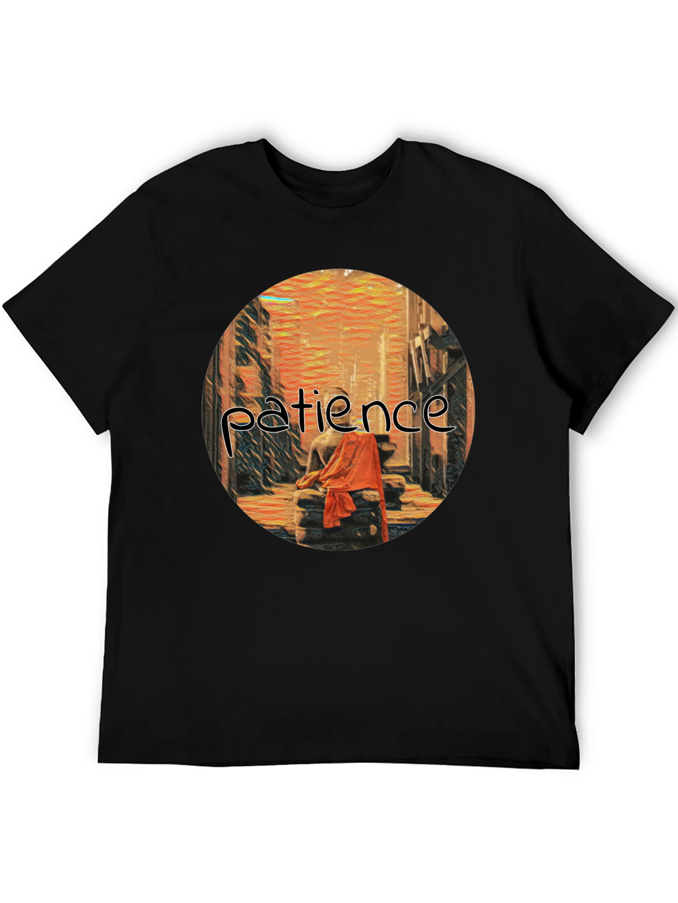 Patience Graphic Print Black T-Shirt
