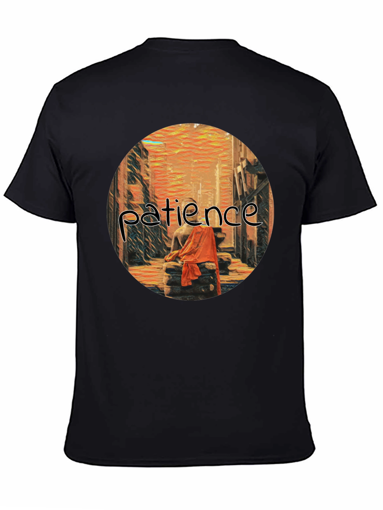 Patience Graphic Print Black T-Shirt