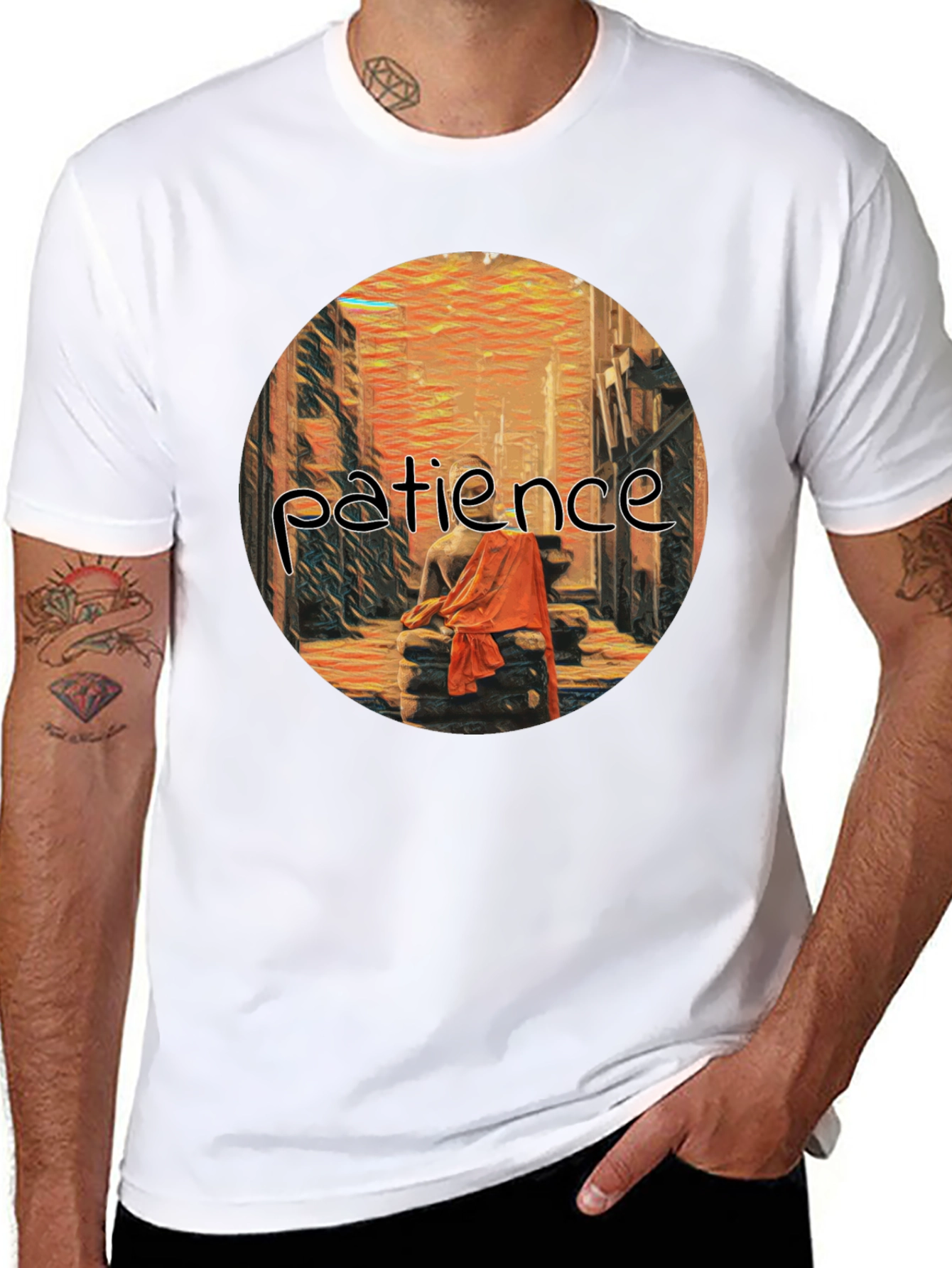 Patience Graphic Print Black T-Shirt