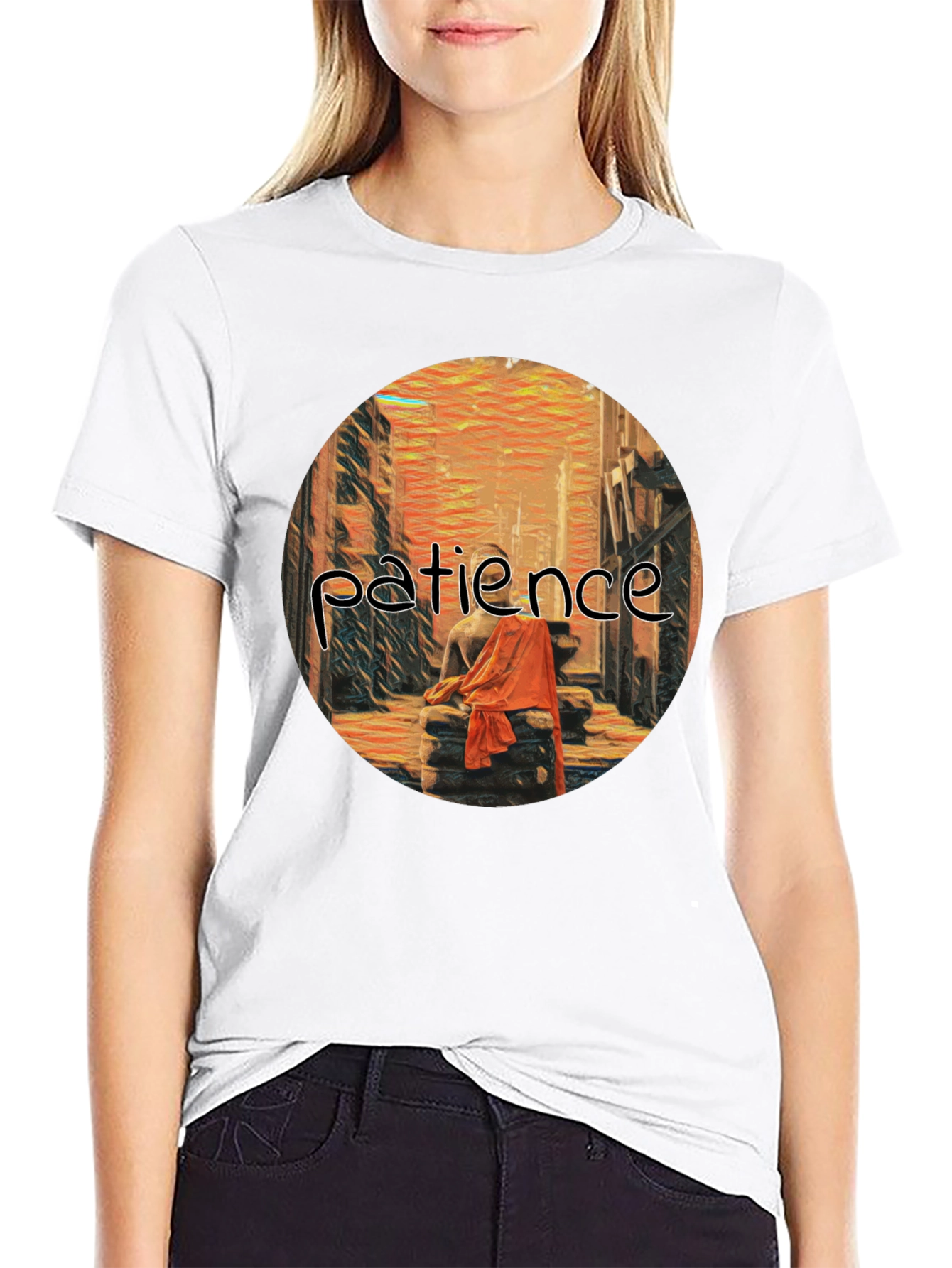 Patience Graphic Print Black T-Shirt