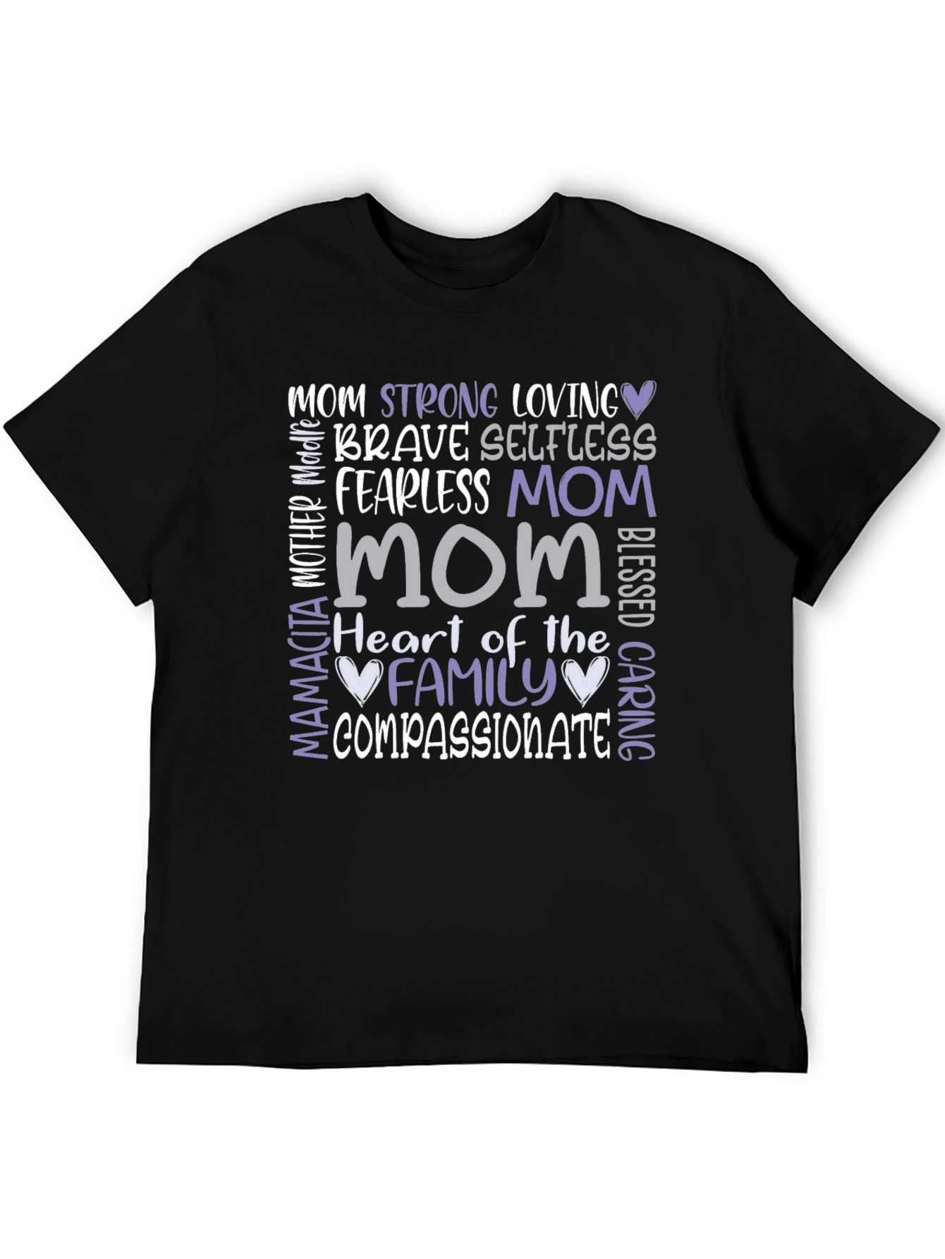 Heartfelt Mom Graphic Tee - Strong Loving Compassionate