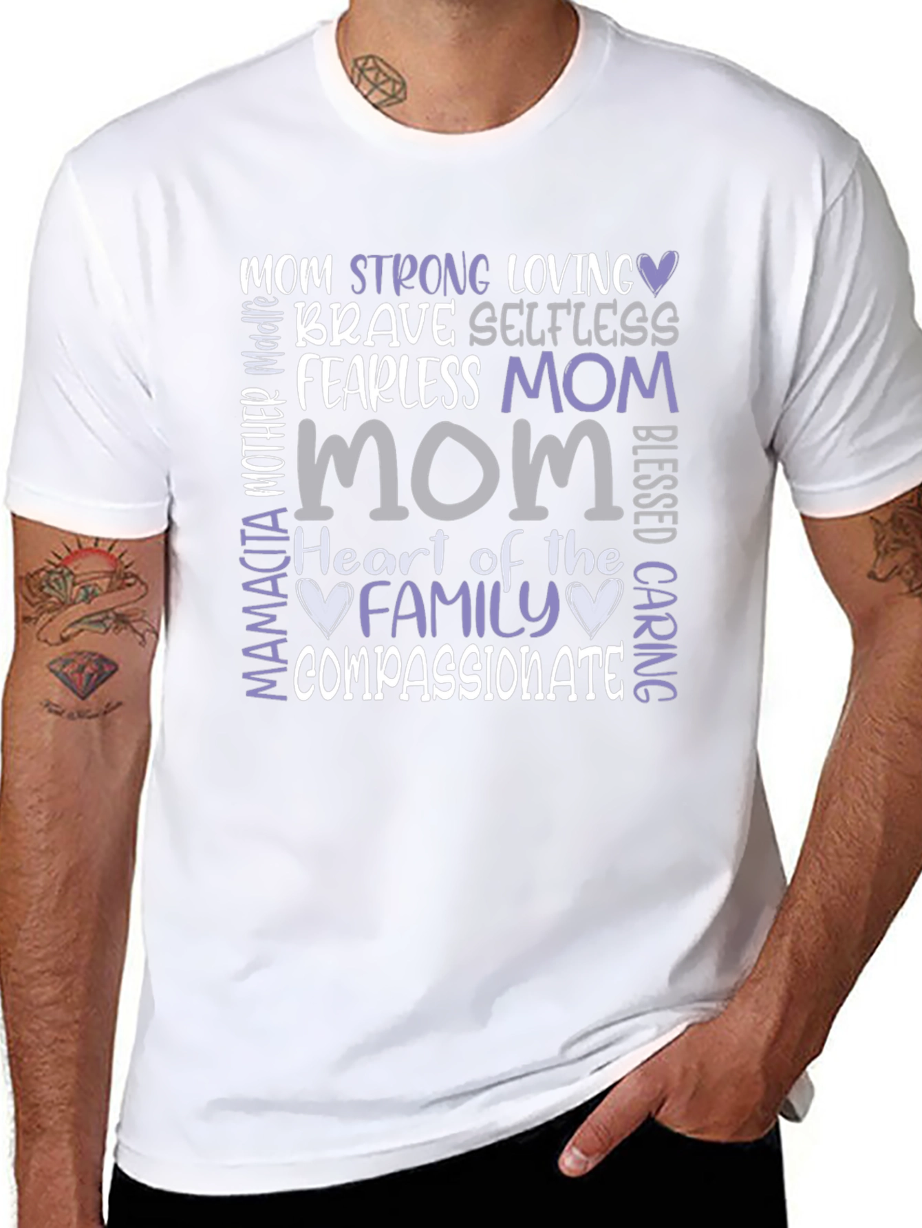 Heartfelt Mom Graphic Tee - Strong Loving Compassionate