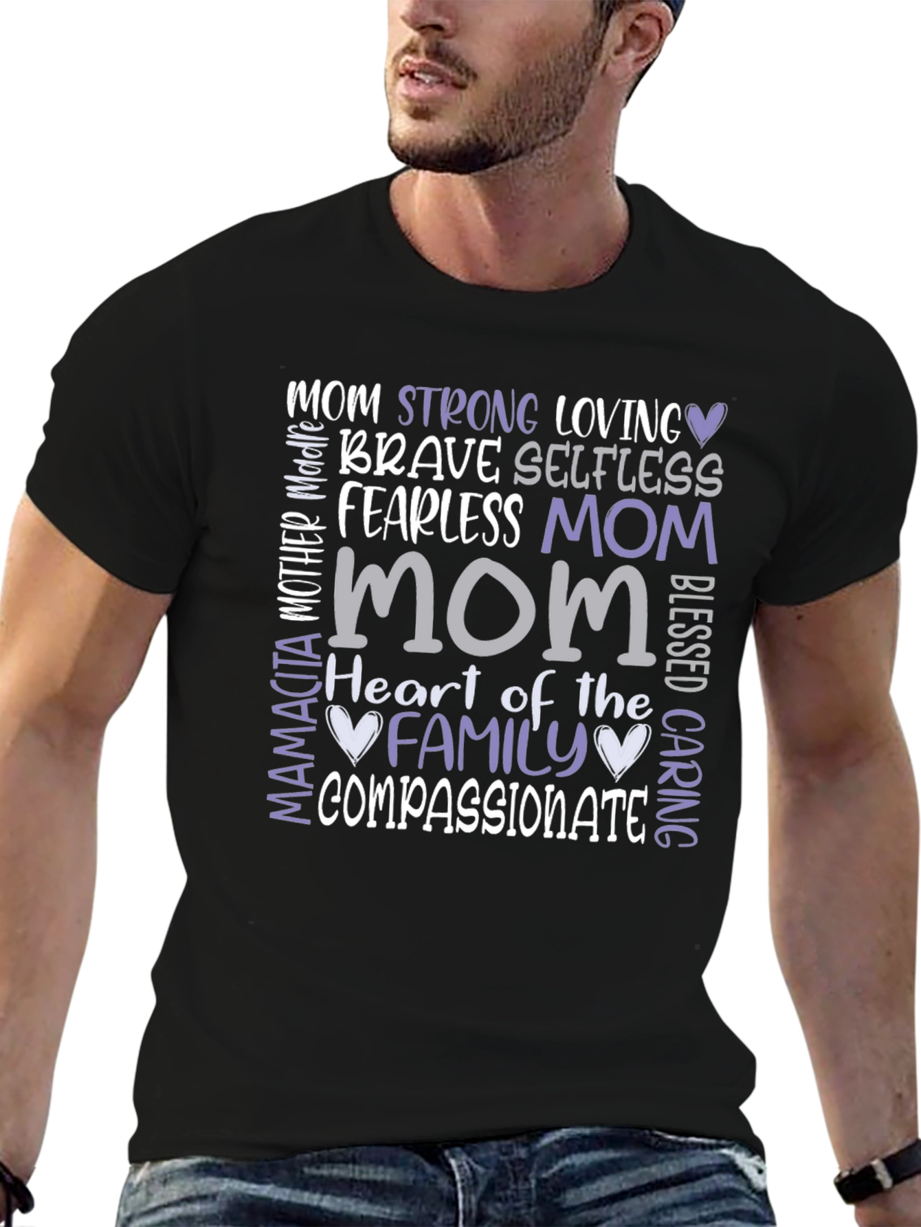 Heartfelt Mom Graphic Tee - Strong Loving Compassionate