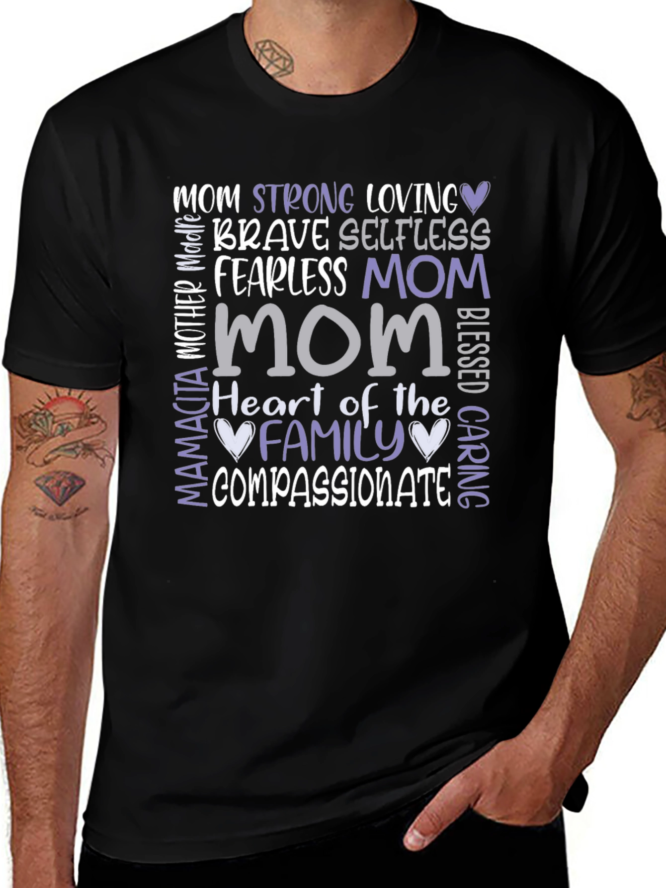 Heartfelt Mom Graphic Tee - Strong Loving Compassionate