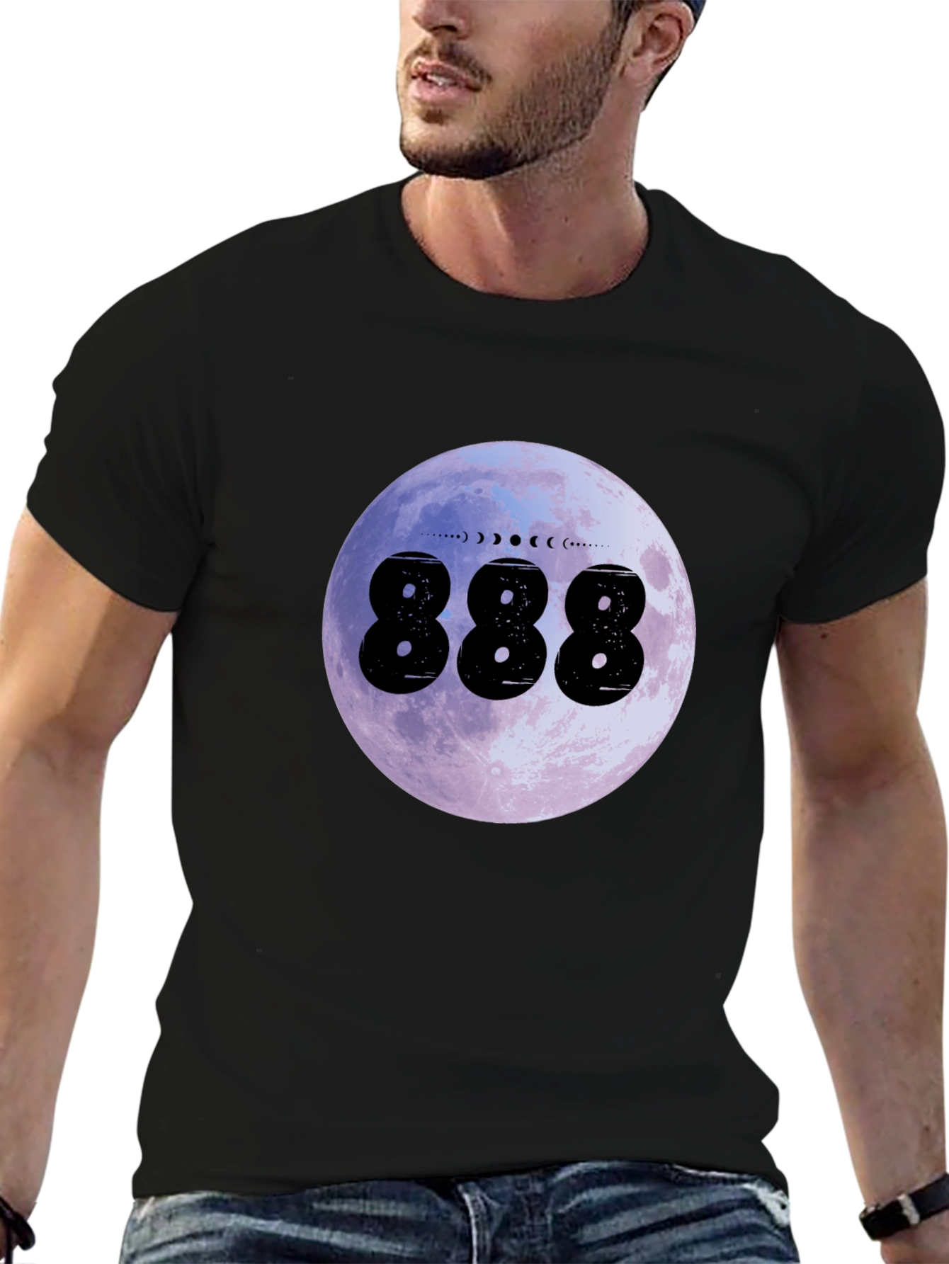 Moon Phase 888 Graphic Black T-Shirt