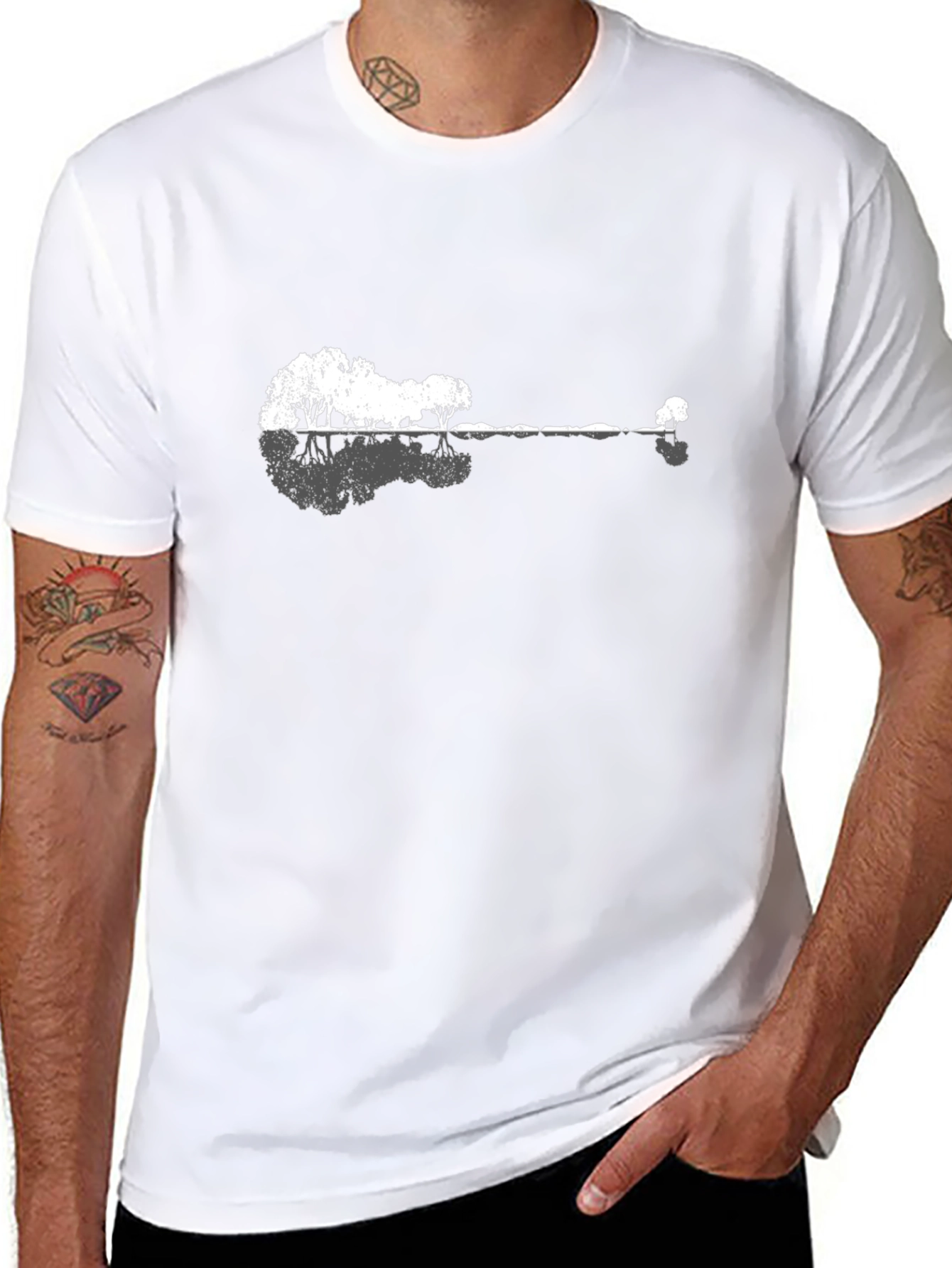 Nature Guitar T-Shirt - Black Cotton Tee