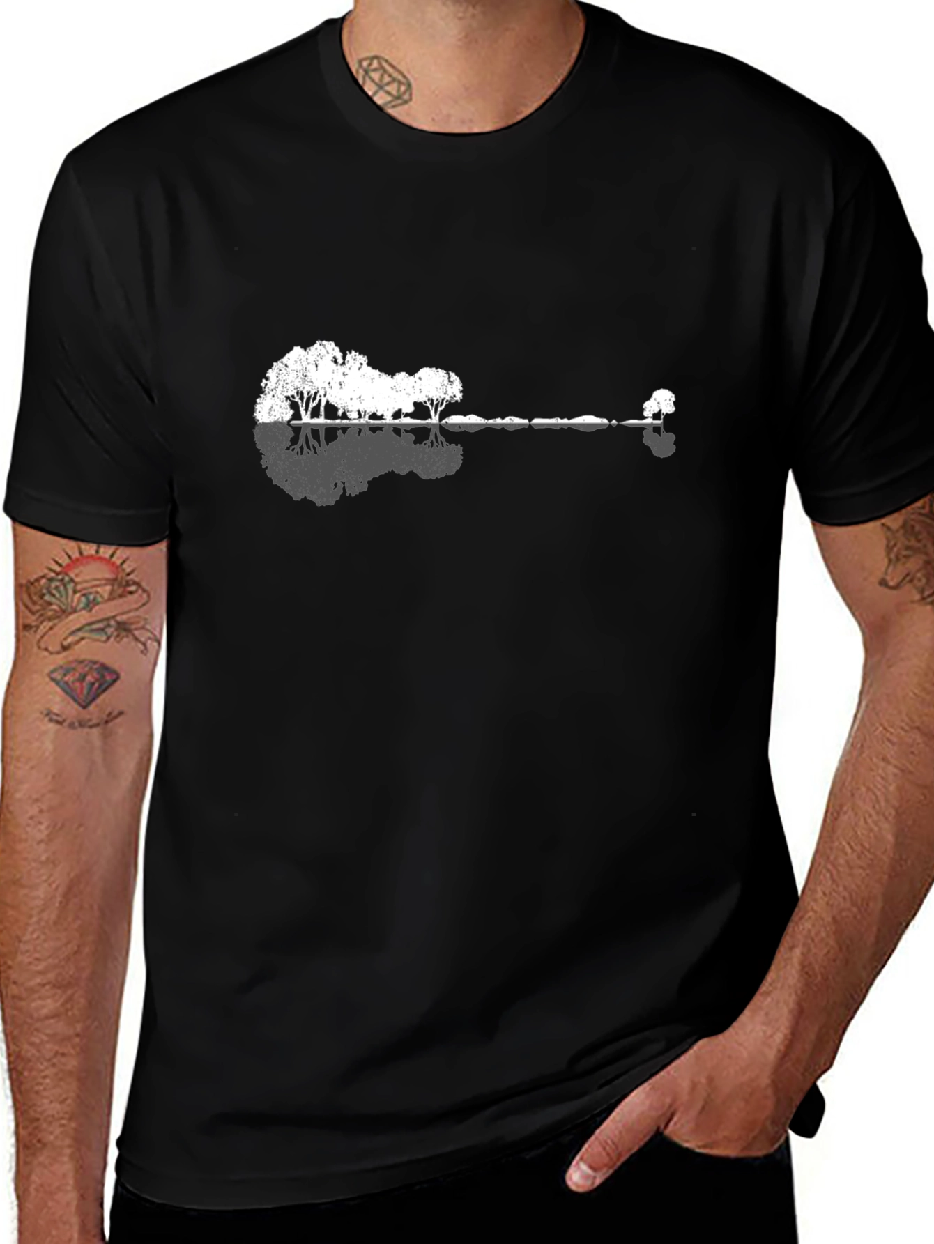 Nature Guitar T-Shirt - Black Cotton Tee