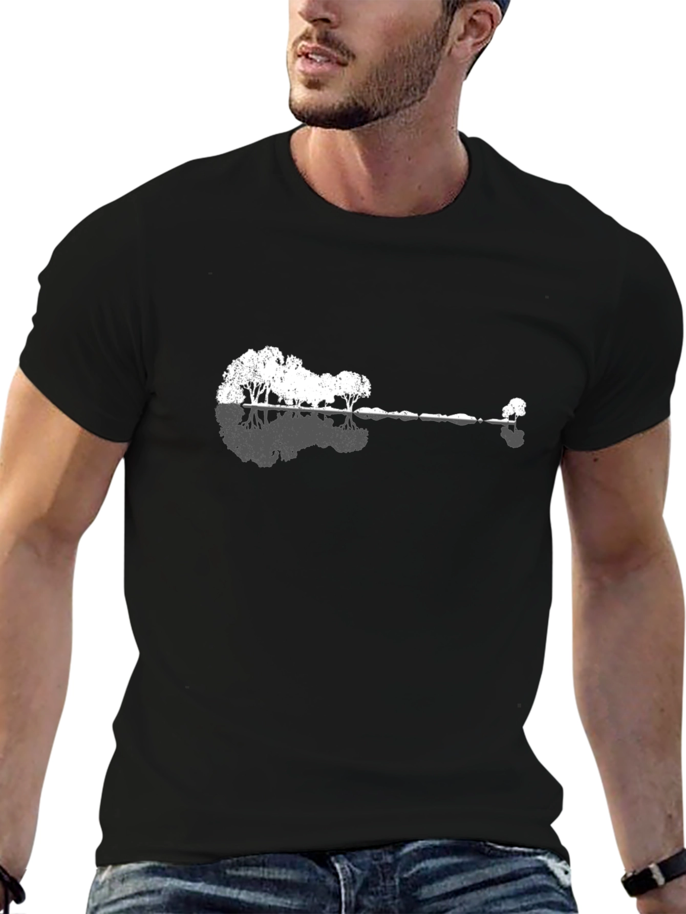 Nature Guitar T-Shirt - Black Cotton Tee