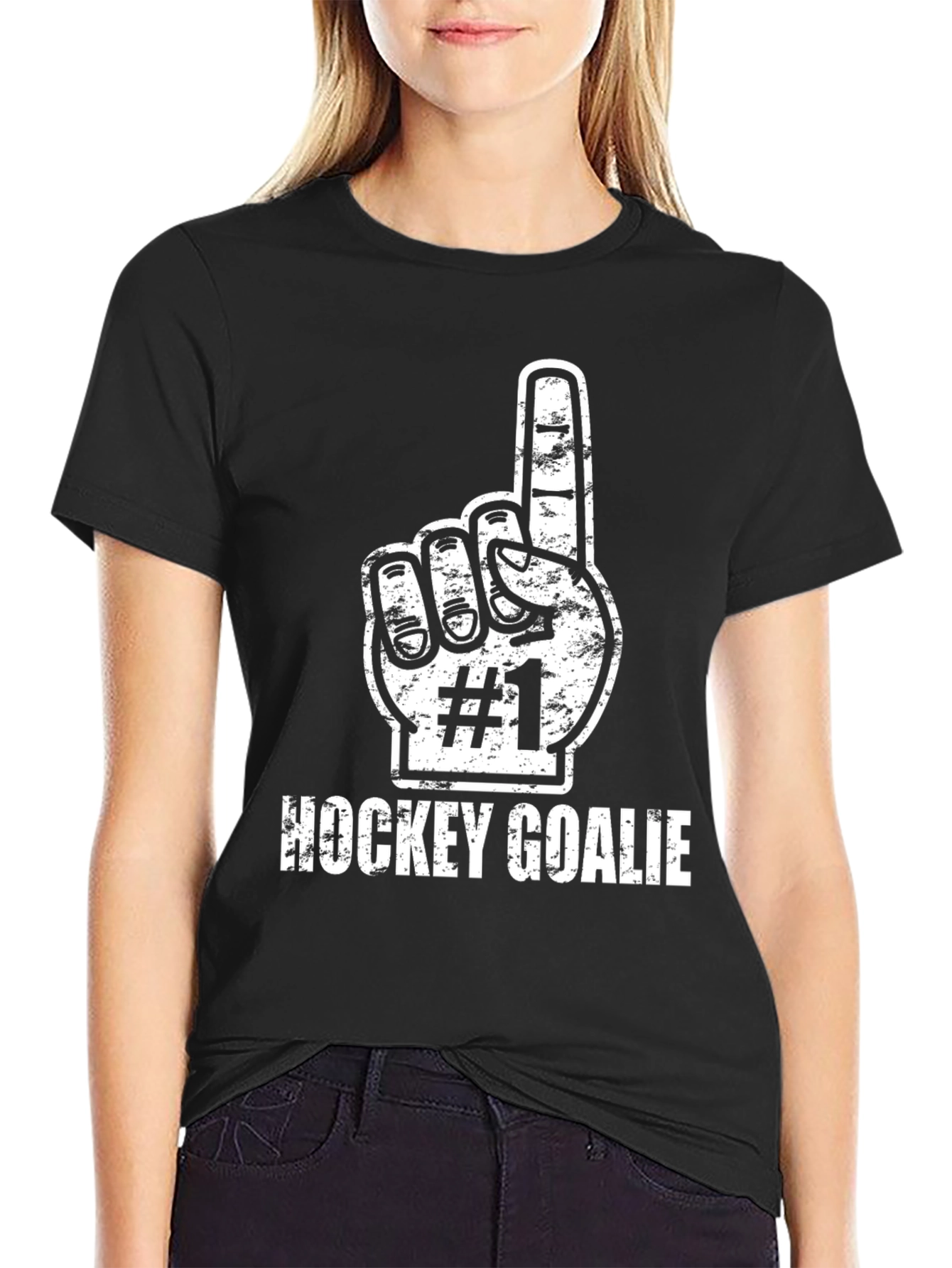 Hockey Goalie #1 Fan T-Shirt - Black Cotton Tee
