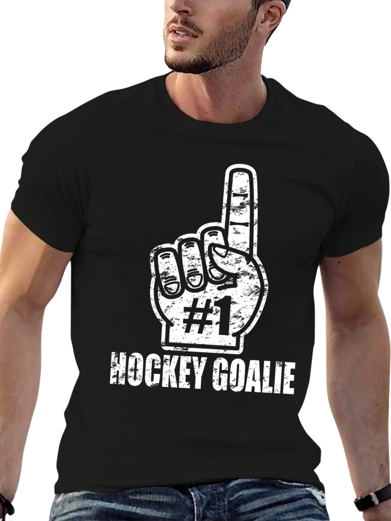 Hockey Goalie #1 Fan T-Shirt - Black Cotton Tee