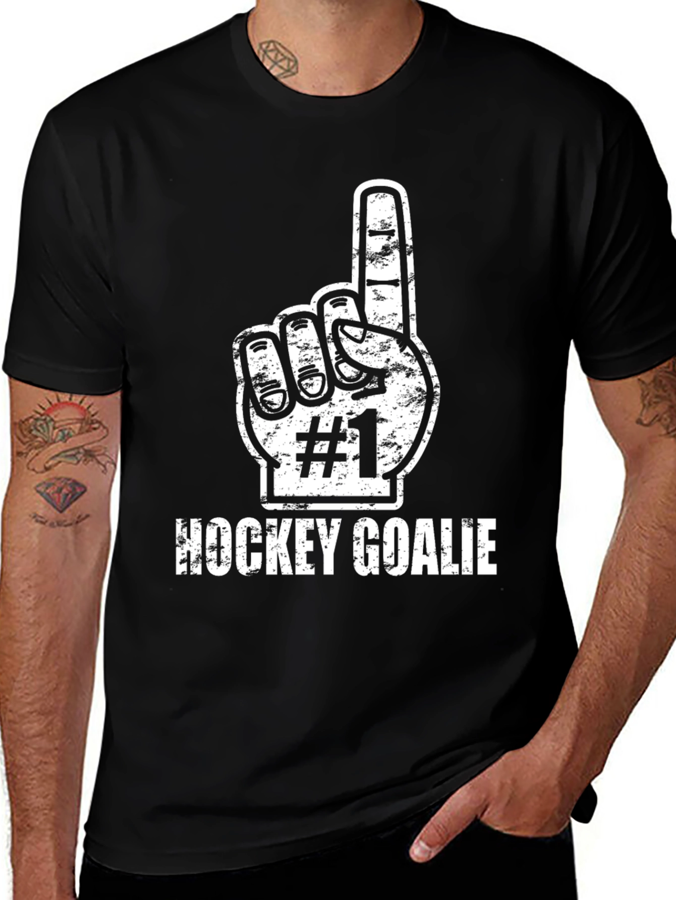 Hockey Goalie #1 Fan T-Shirt - Black Cotton Tee