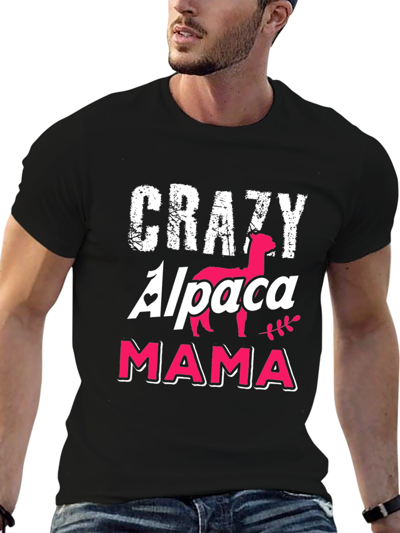Crazy Alpaca Mama Black T-Shirt