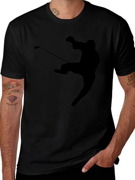 Hockey Player Silhouette T-Shirt - Black