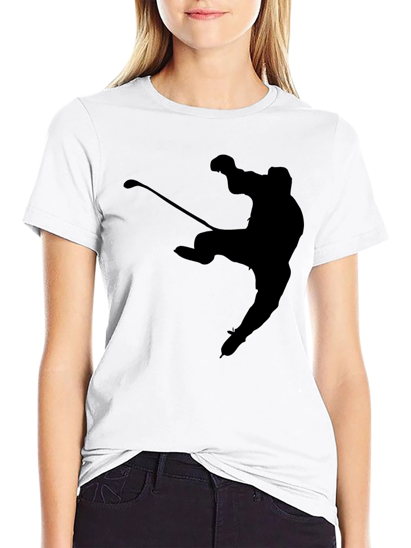 Hockey Player Silhouette T-Shirt - Black