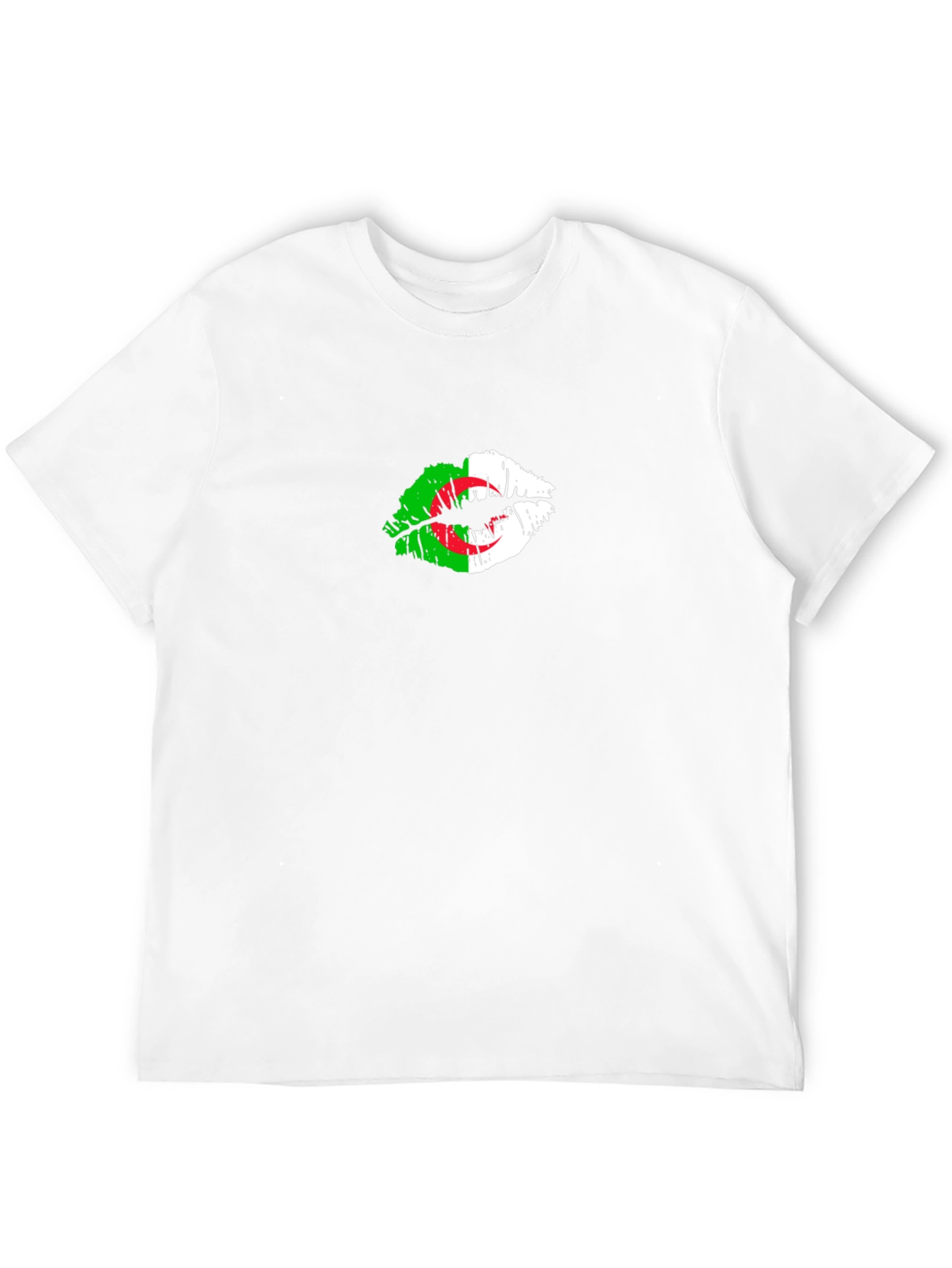 Algeria Flag Lips Print Black T-Shirt