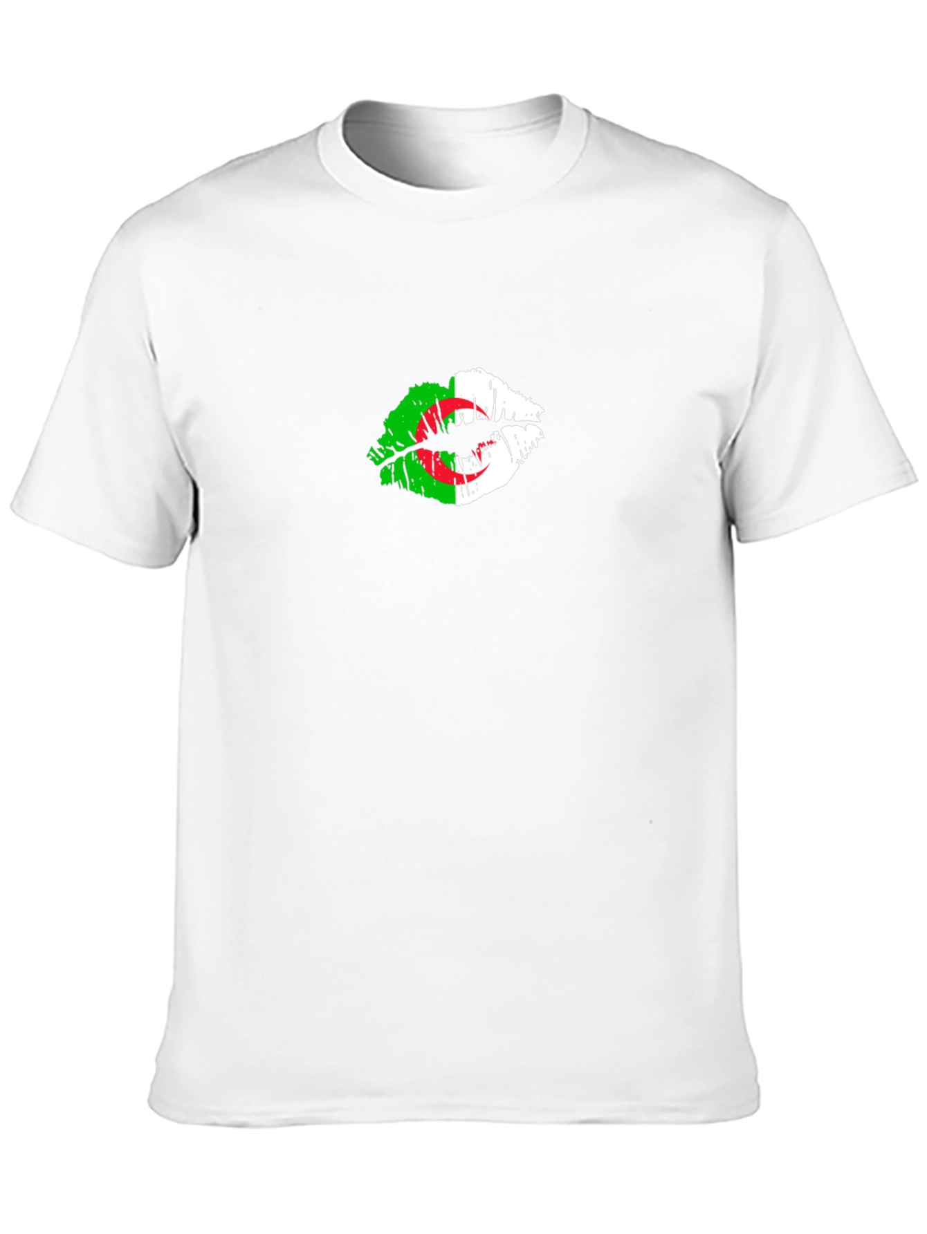 Algeria Flag Lips Print Black T-Shirt