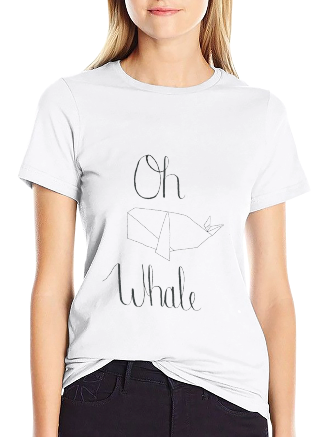 Oh Whale T-Shirt - Black Cotton Casual Tee