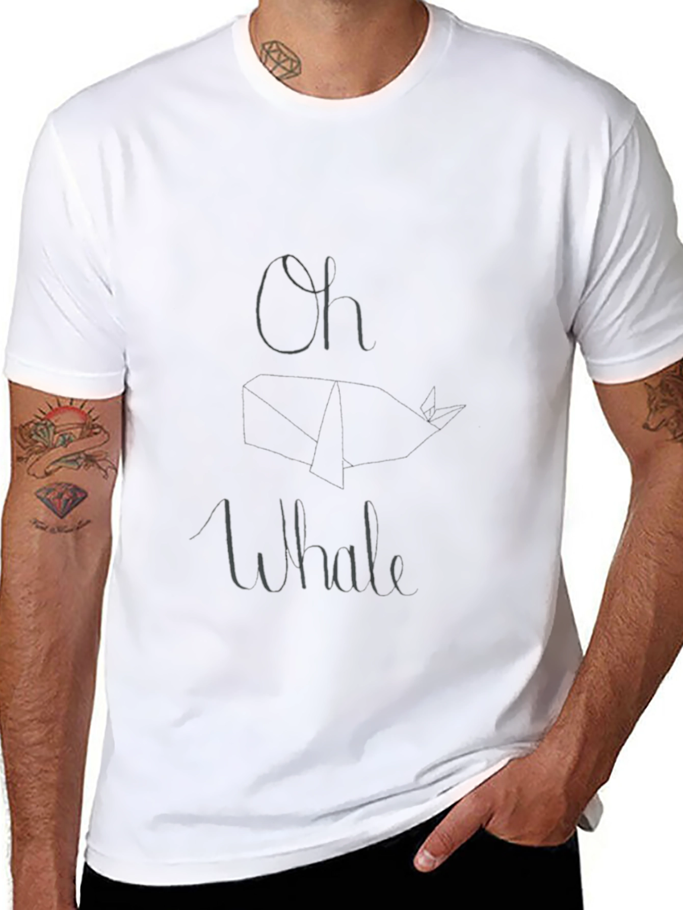 Oh Whale T-Shirt - Black Cotton Casual Tee
