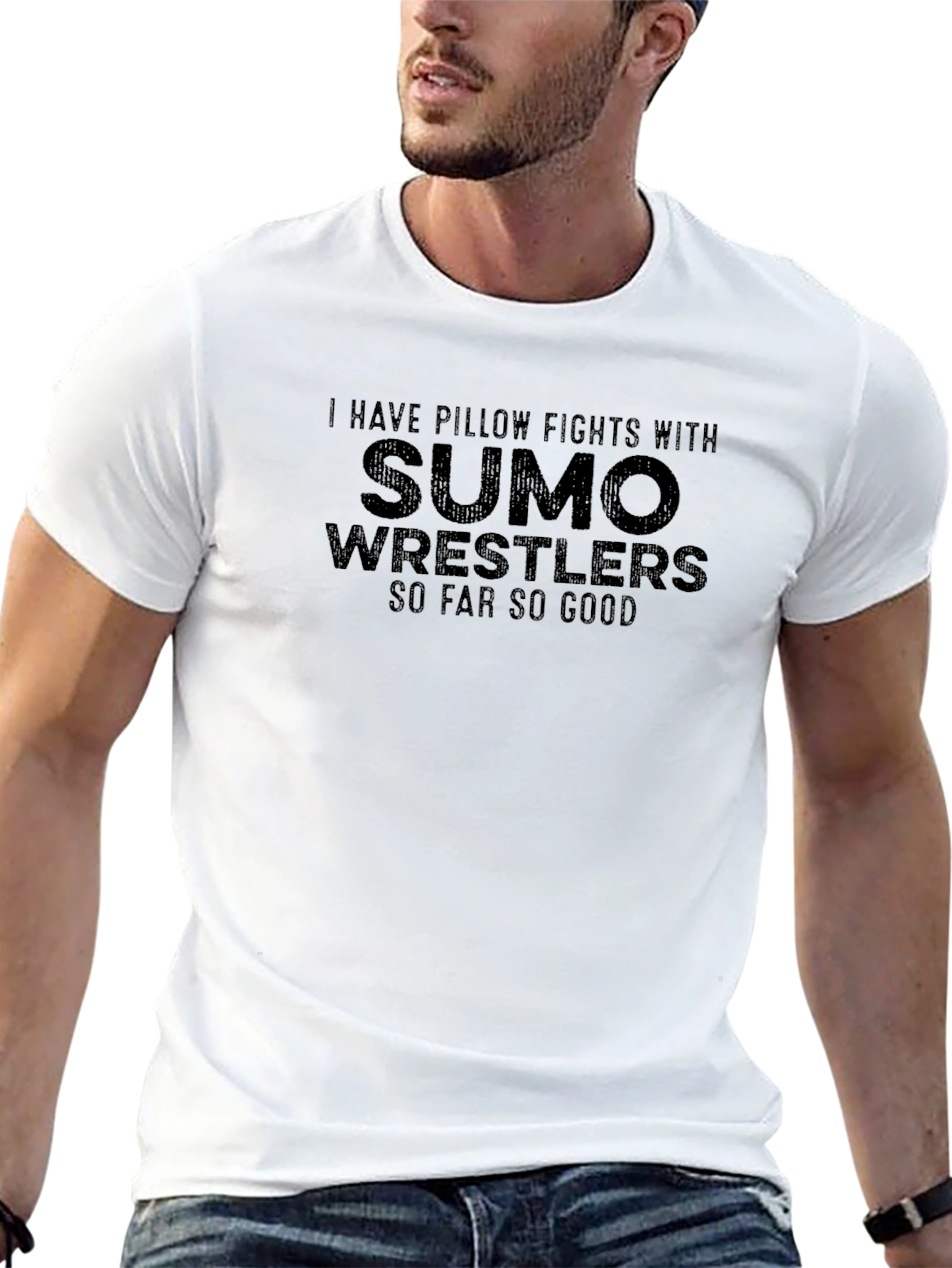 Sumo Wrestler Pillow Fight Graphic Tee - Black