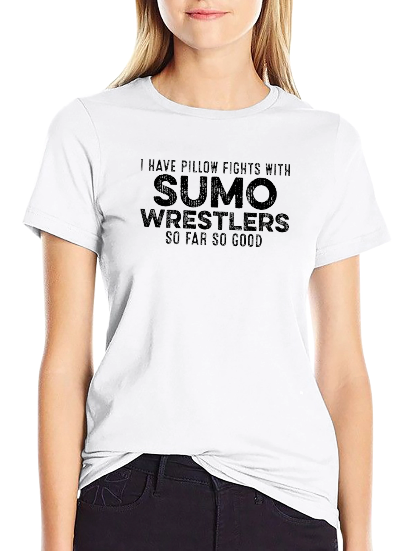 Sumo Wrestler Pillow Fight Graphic Tee - Black
