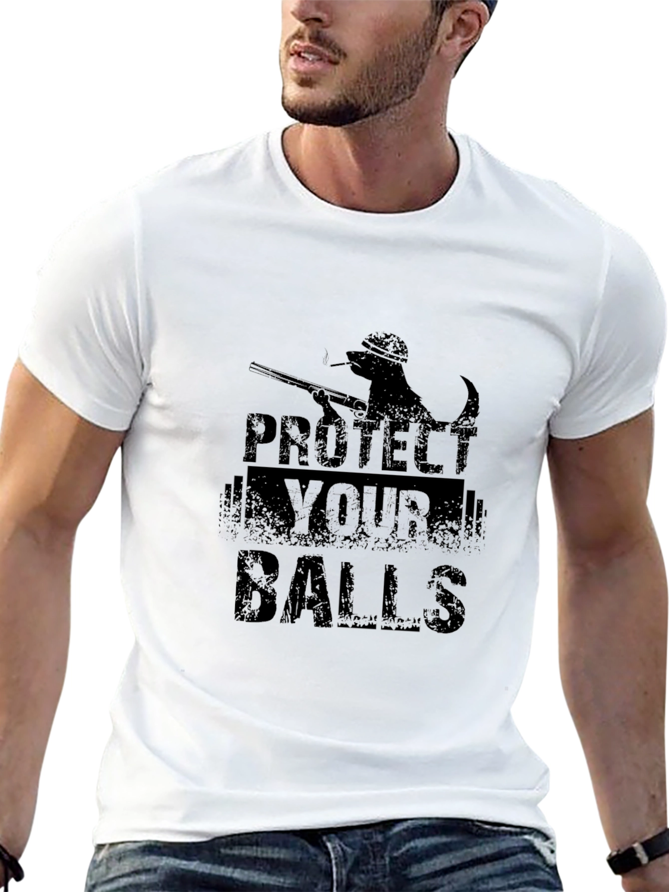 Protect Your Balls Graphic Tee - Black Cotton T-Shirt