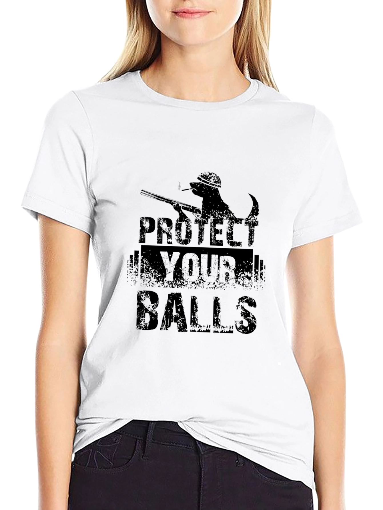 Protect Your Balls Graphic Tee - Black Cotton T-Shirt