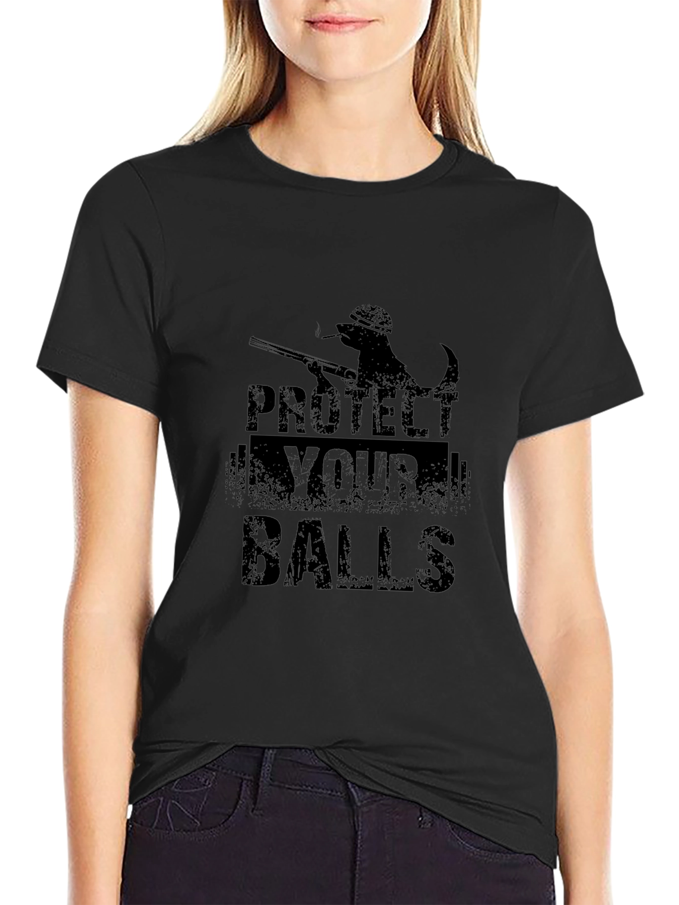 Protect Your Balls Graphic Tee - Black Cotton T-Shirt
