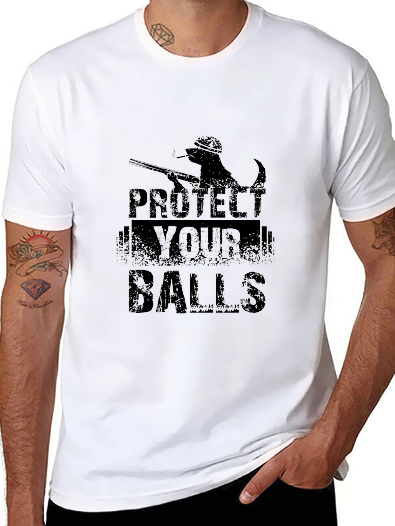 Protect Your Balls Graphic Tee - Black Cotton T-Shirt