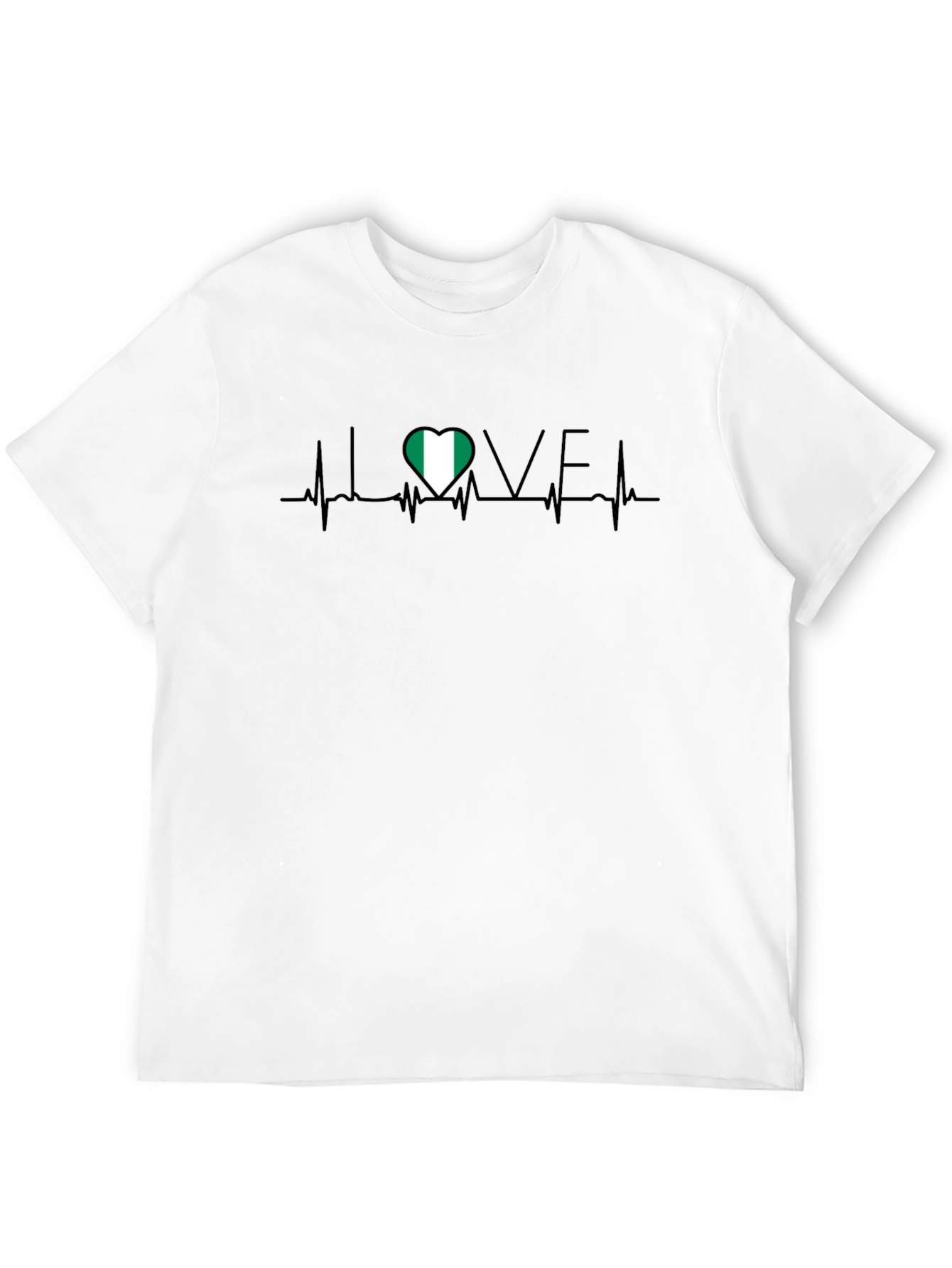 I Love Nigeria Heartbeat T-Shirt - Black