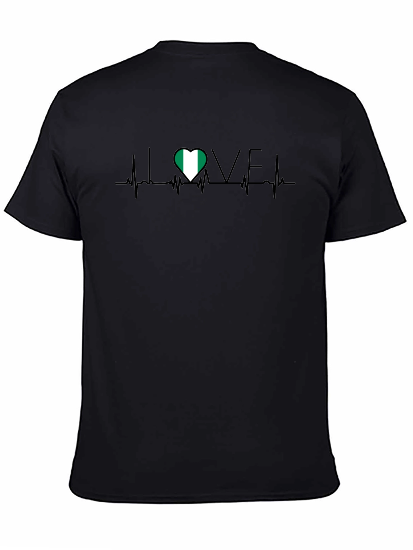 I Love Nigeria Heartbeat T-Shirt - Black