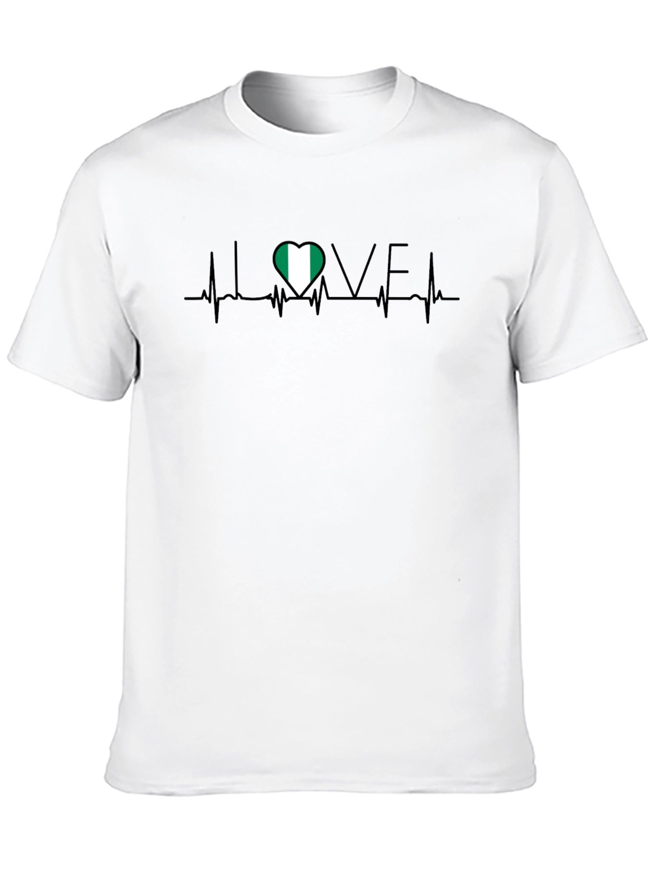 I Love Nigeria Heartbeat T-Shirt - Black
