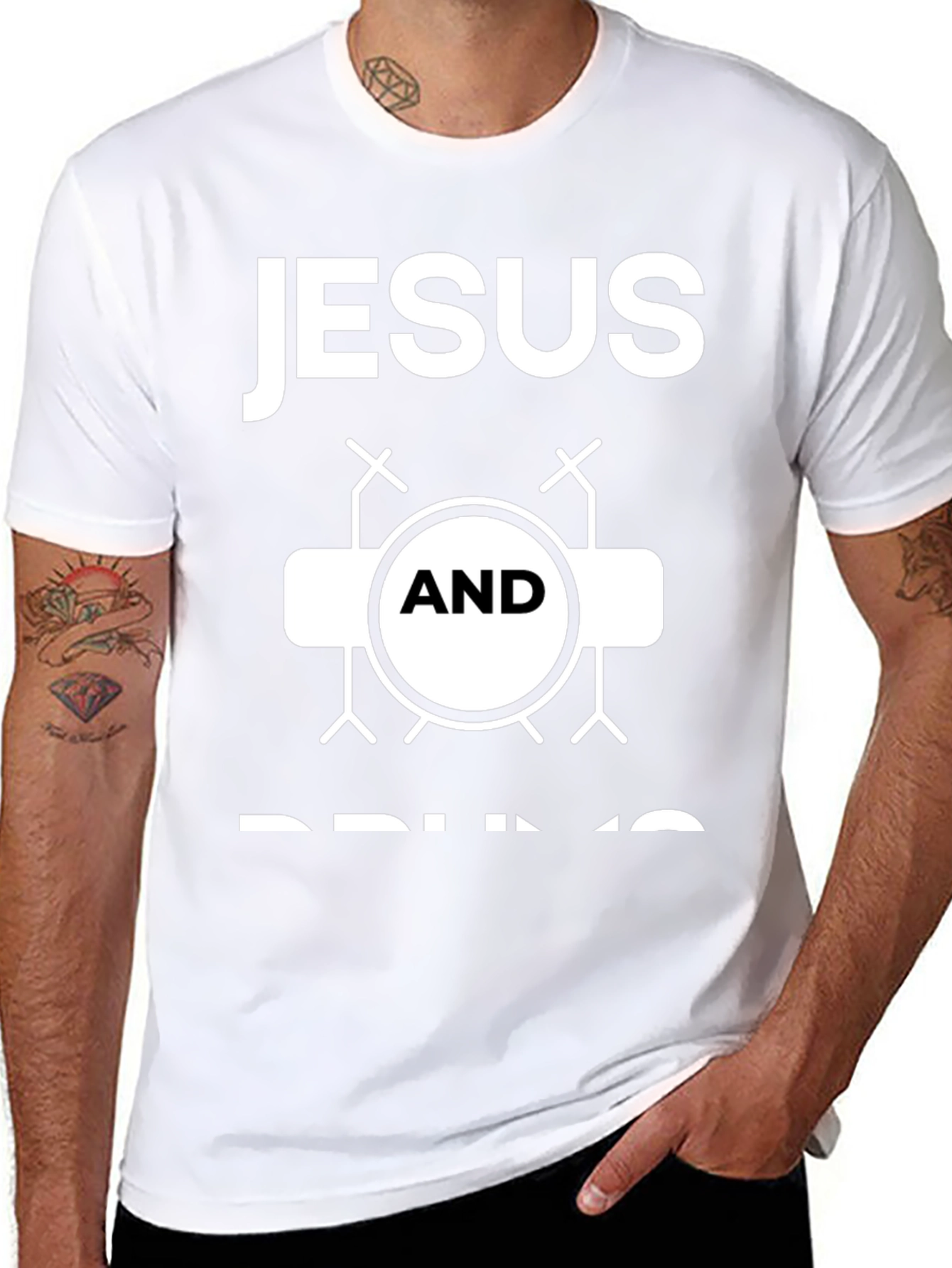 Jesus and Drums Graphic T-Shirt