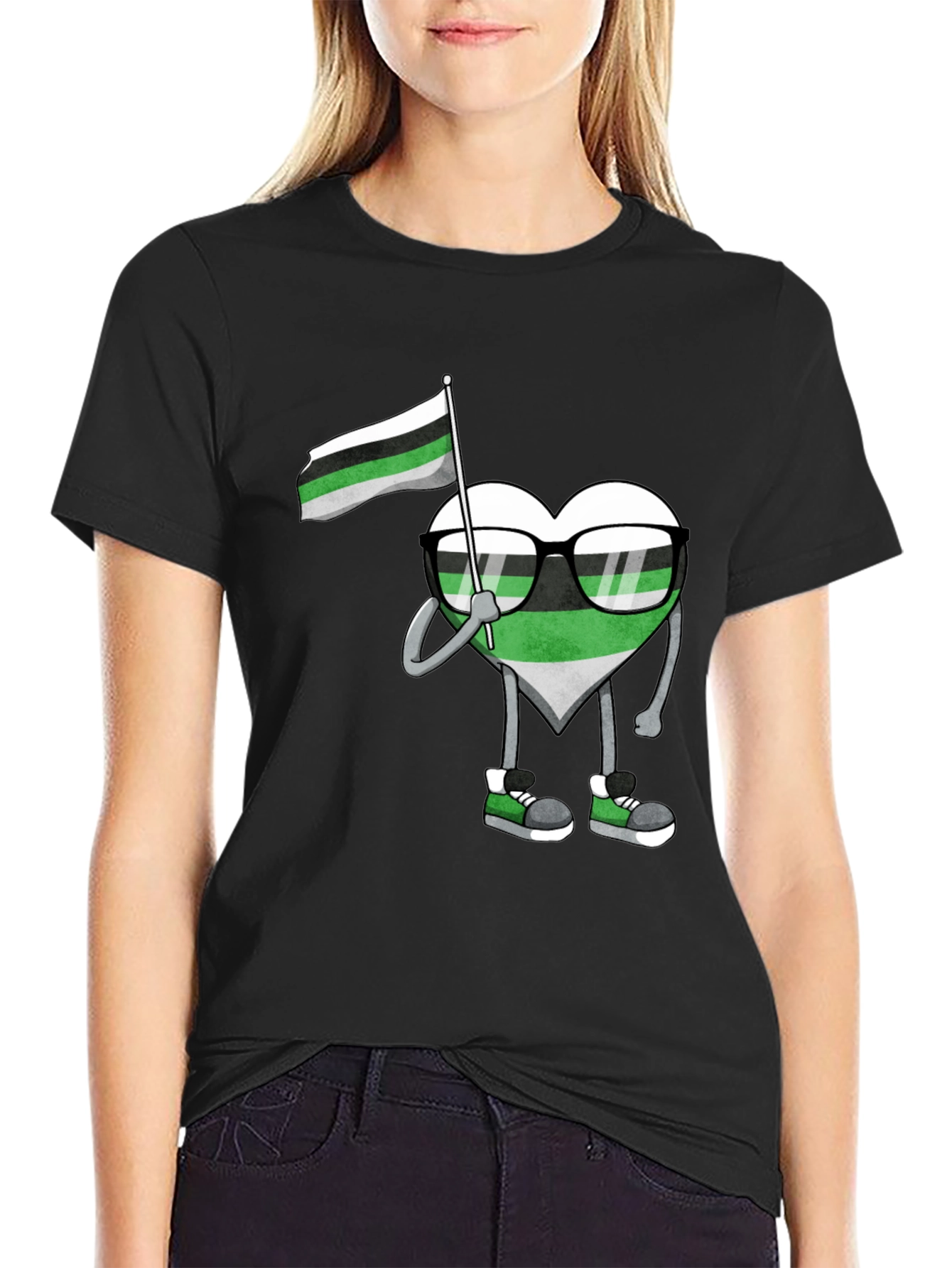 Aromantic Pride Heart Graphic T-Shirt