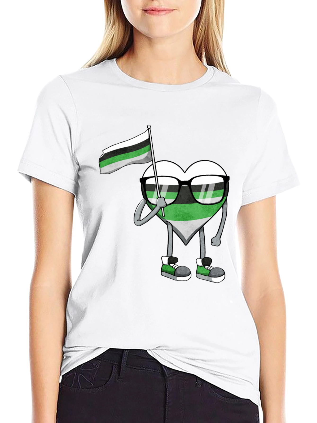 Aromantic Pride Heart Graphic T-Shirt
