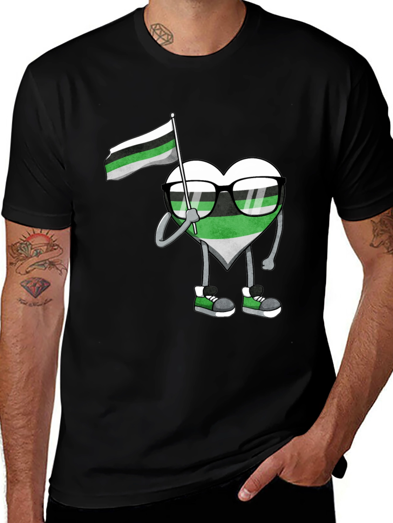Aromantic Pride Heart Graphic T-Shirt