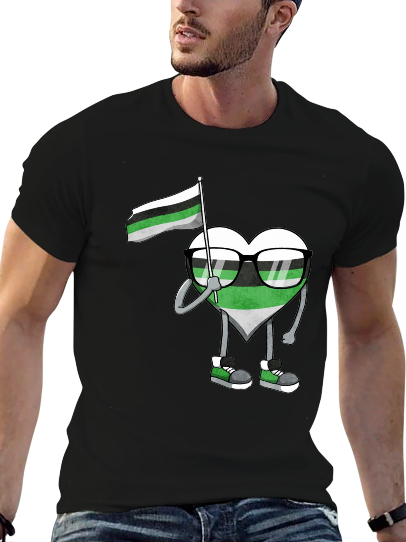 Aromantic Pride Heart Graphic T-Shirt