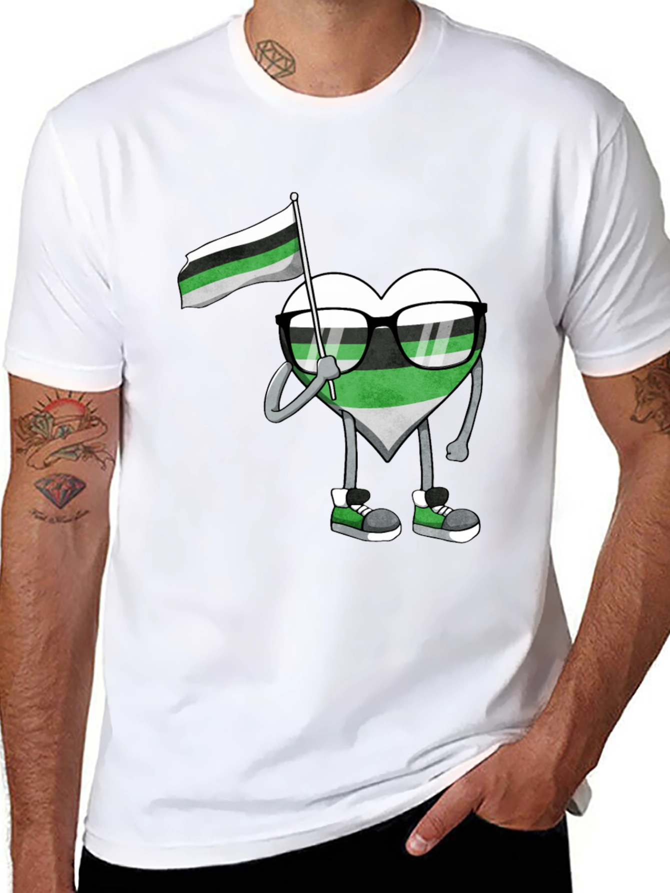 Aromantic Pride Heart Graphic T-Shirt