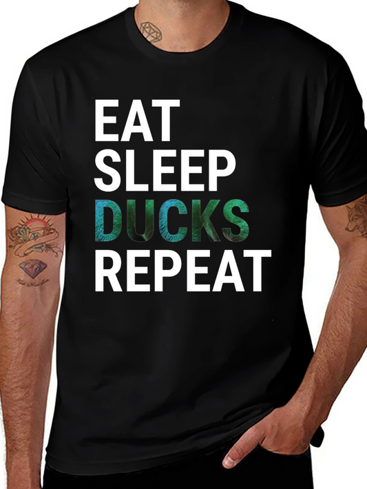 Eat Sleep Ducks Repeat Tee - Black Cotton Graphic T-Shirt