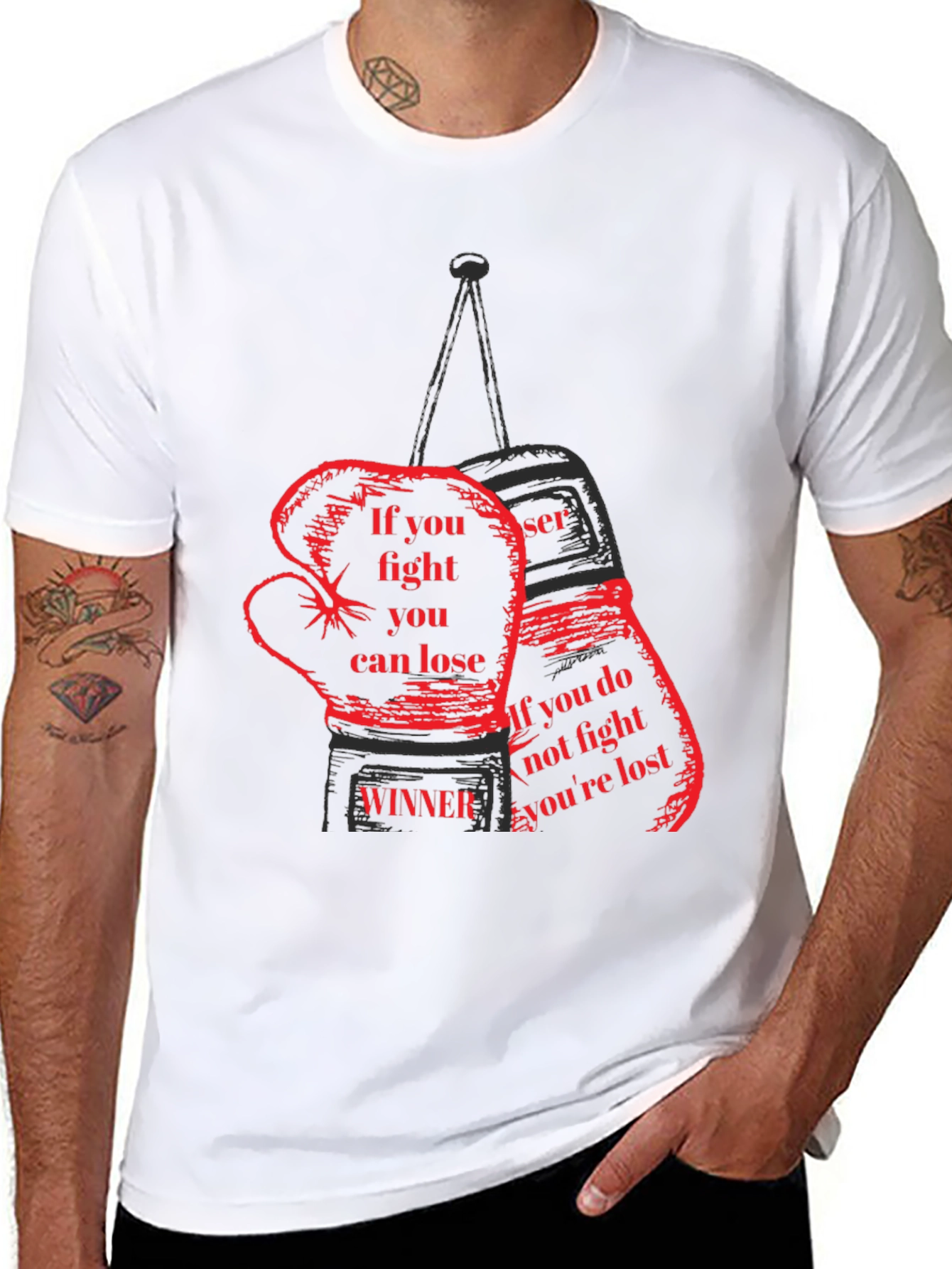 Motivational Boxing Gloves Graphic T-Shirt