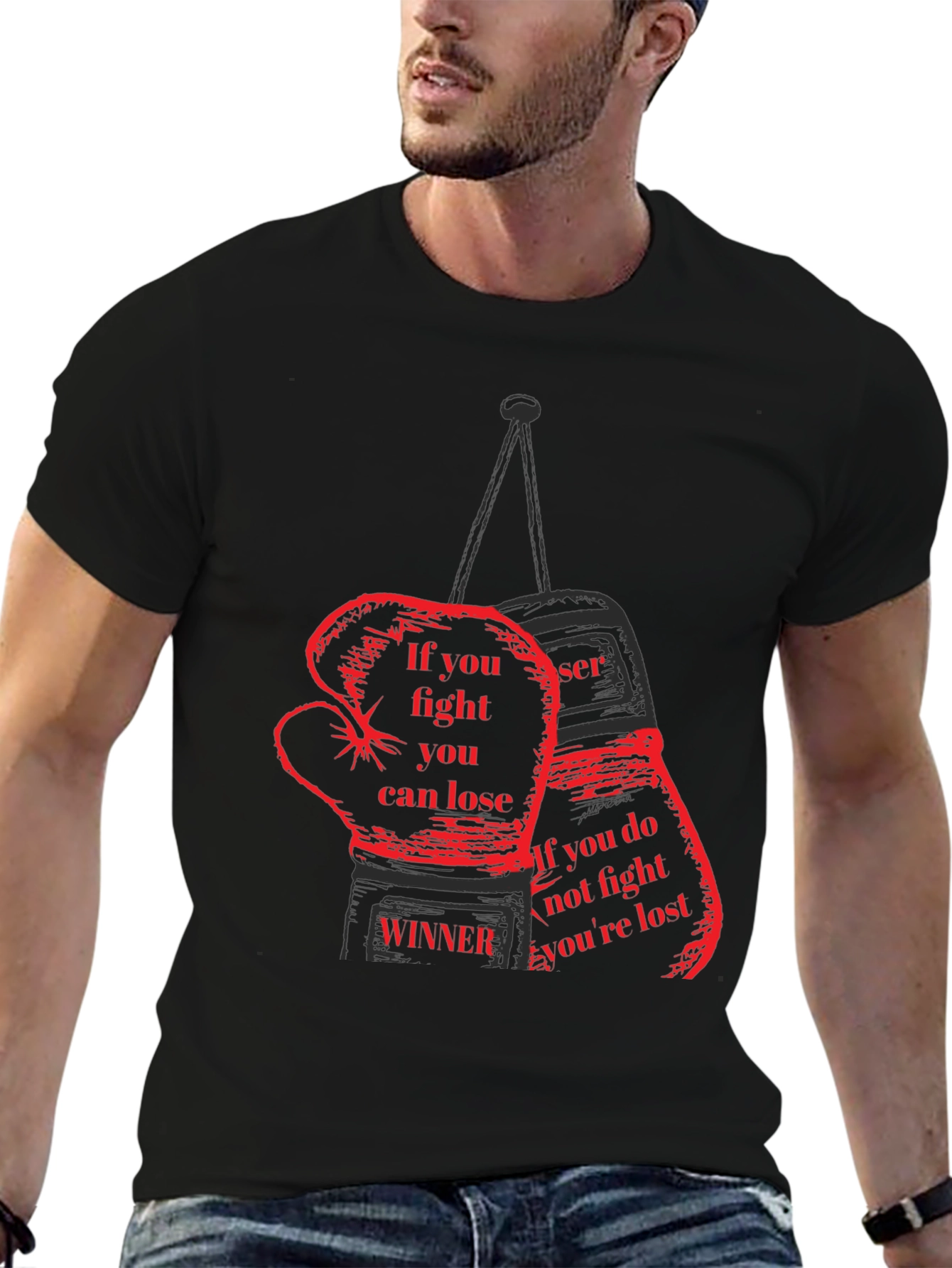 Motivational Boxing Gloves Graphic T-Shirt