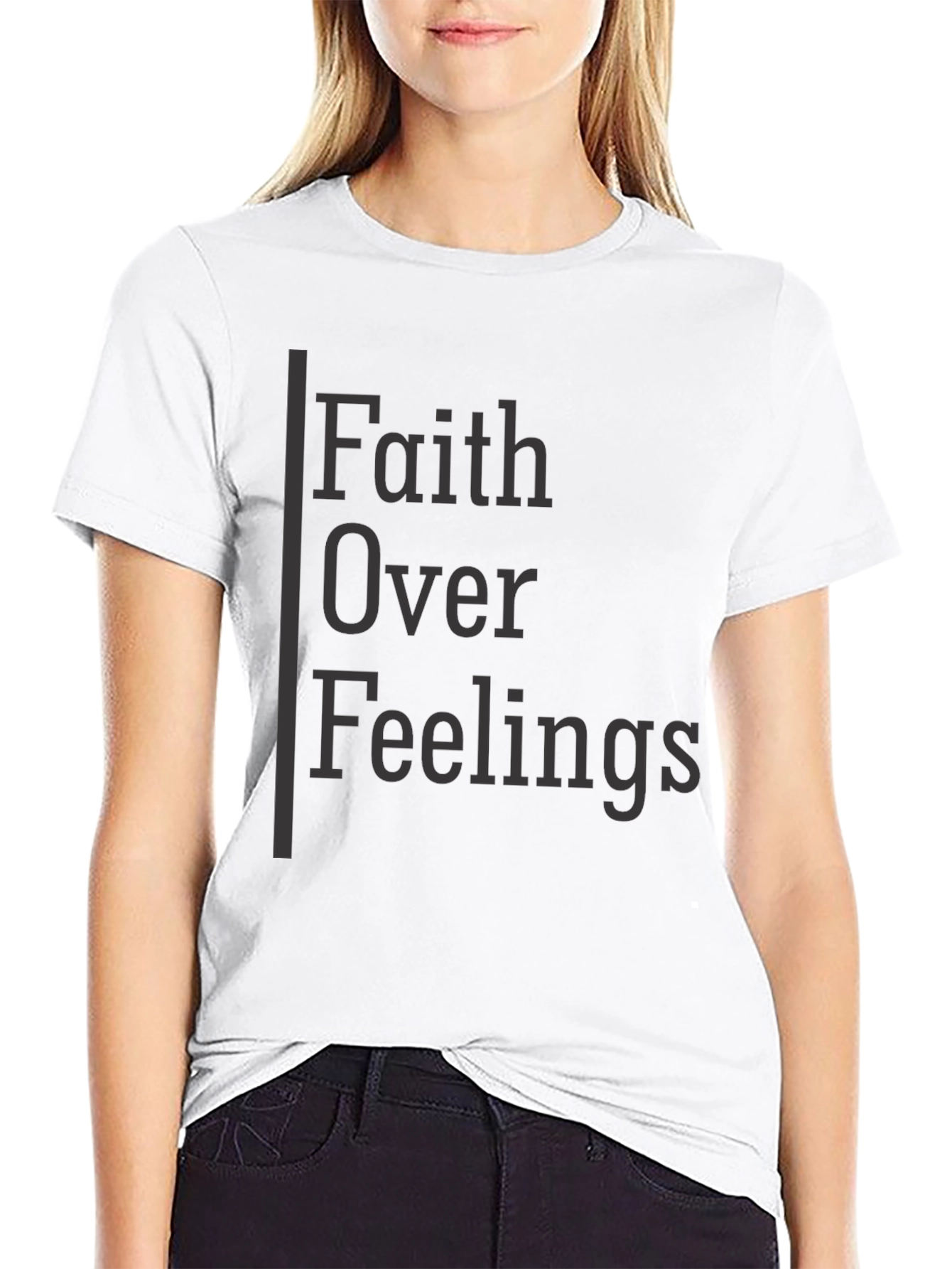 Faith Over Feelings Graphic Tee - Black