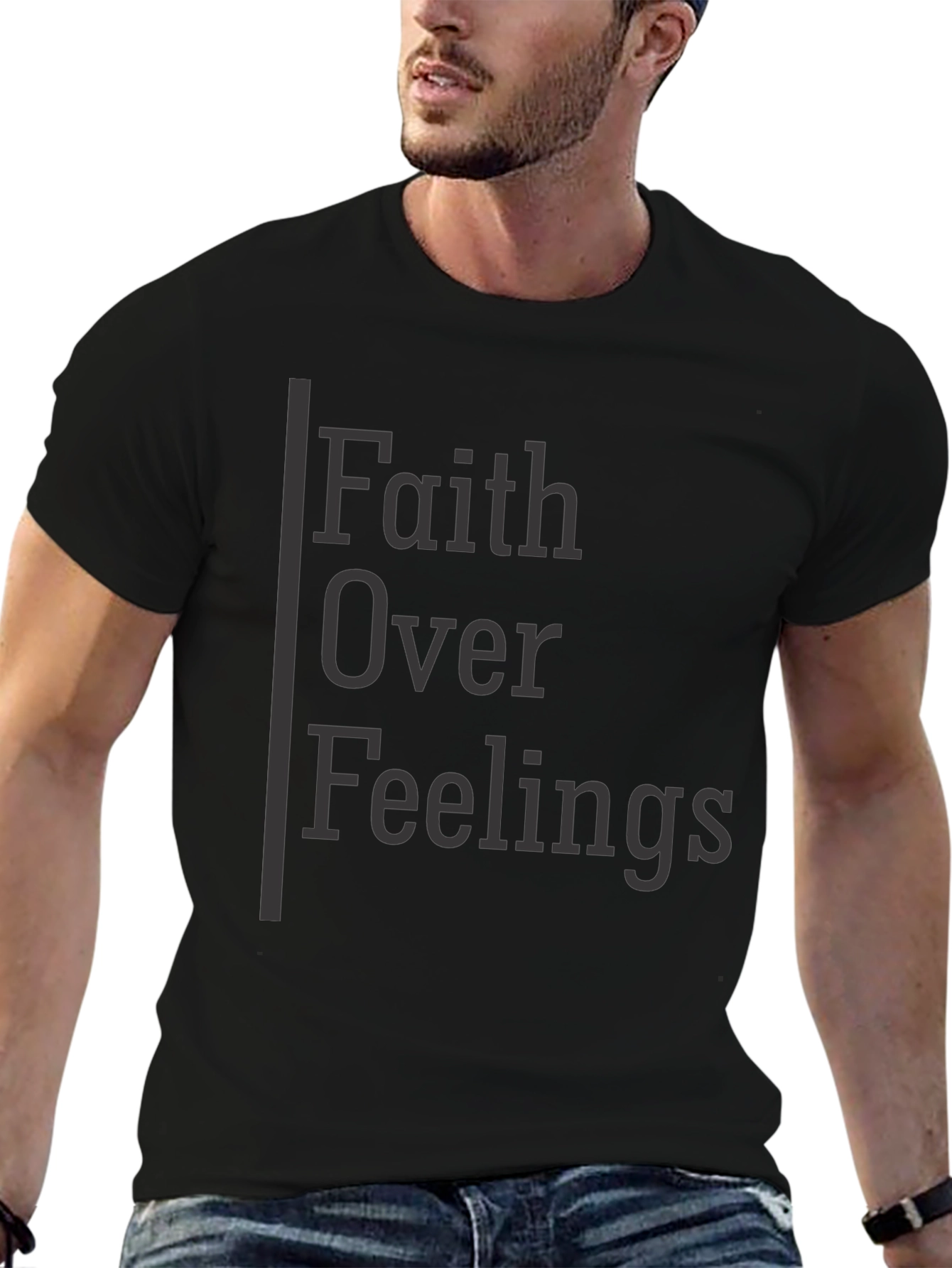 Faith Over Feelings Graphic Tee - Black